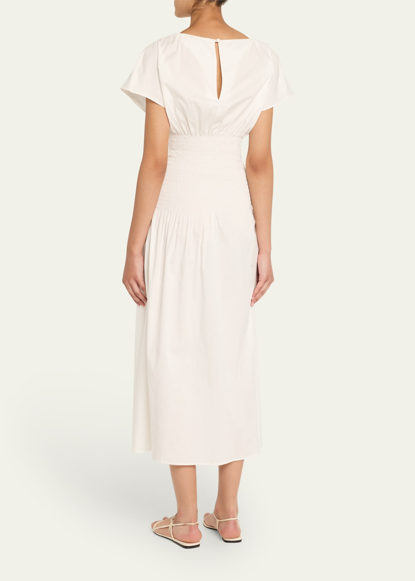Ava Short-Sleeve Smocked Midi Dress - 3