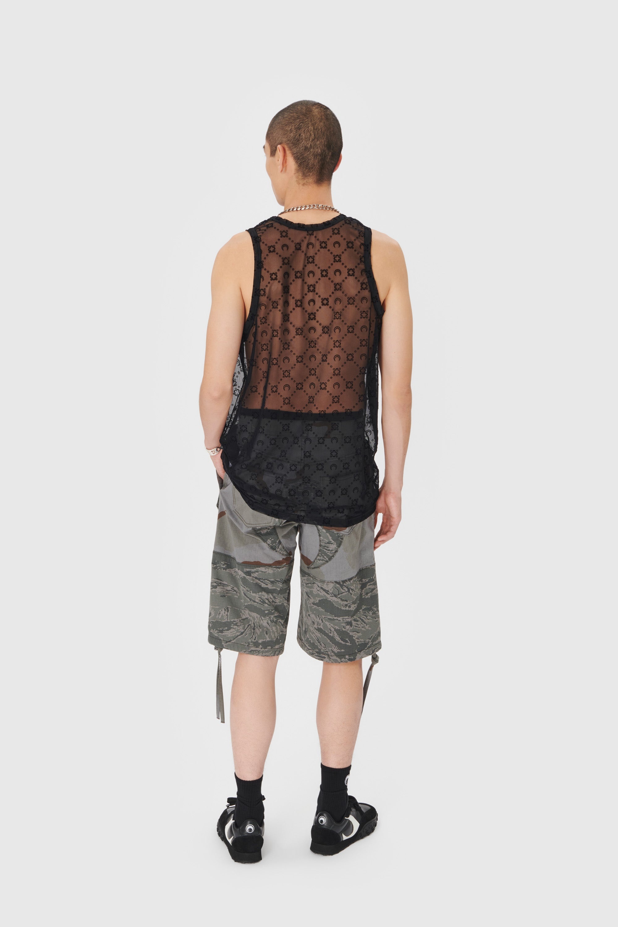 Moonogram Mesh Flock Tank Top - 3