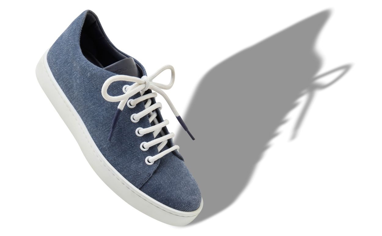 Blue Denim Lace-Up Sneakers - 2