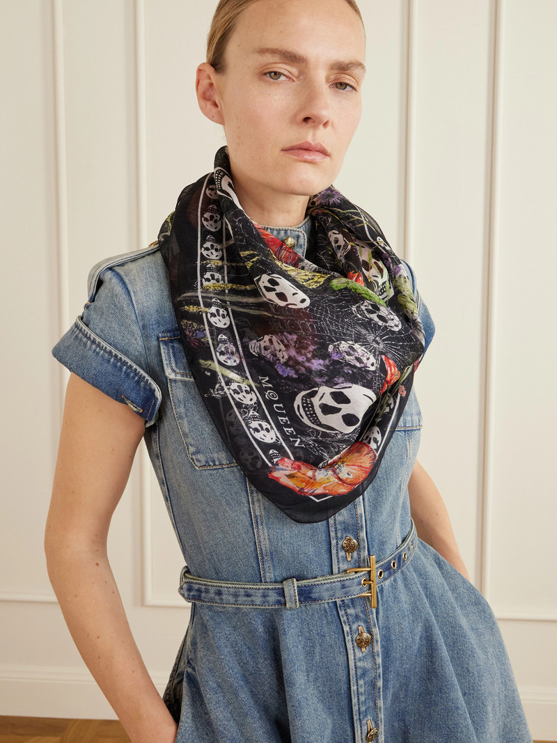 Alexander McQueen Printed Silk-voile Scarf outlook