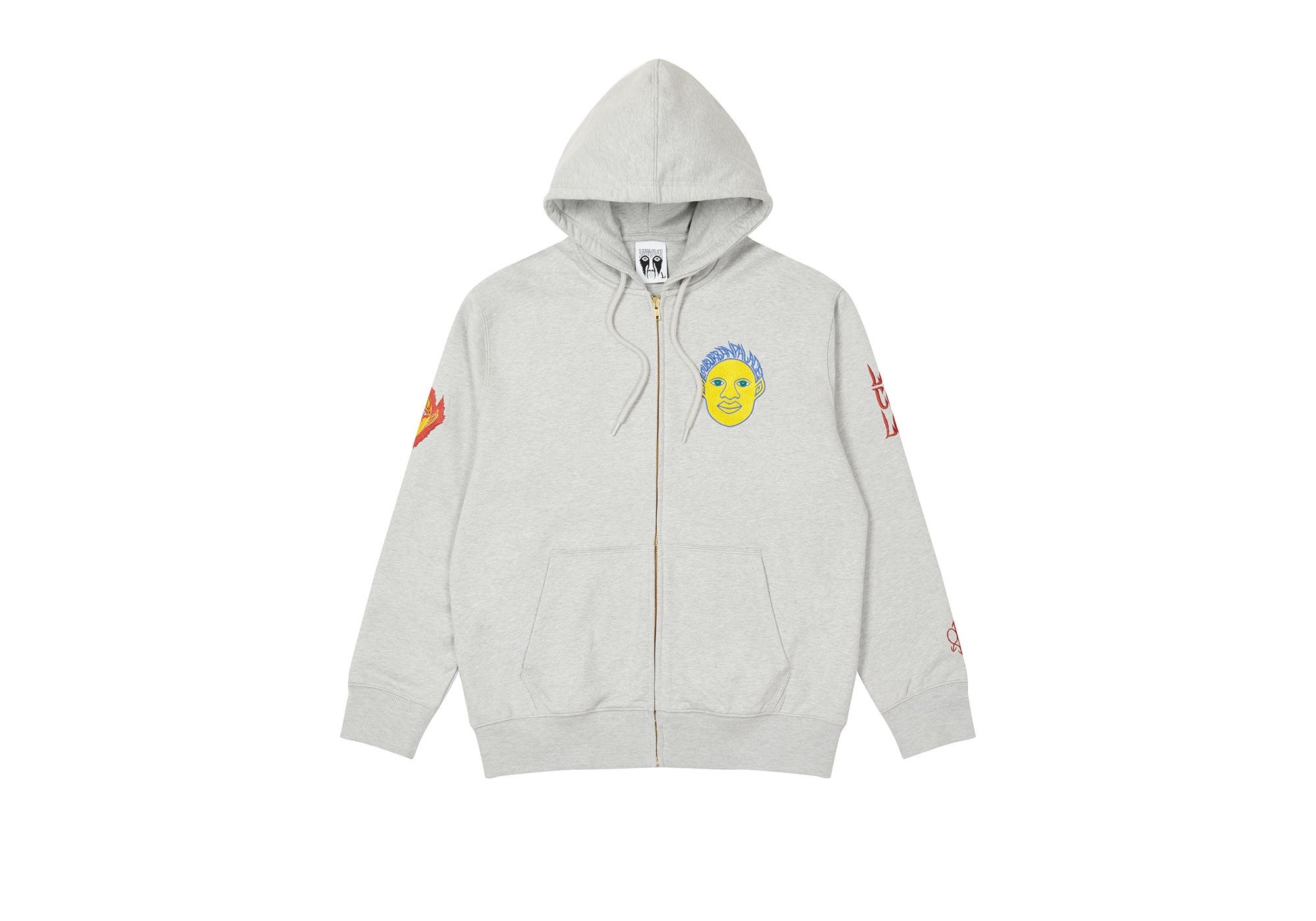 PALACE SUBURBAN BLISS ELF HEAD PATCH ZIP HOOD GREY MARL - 1