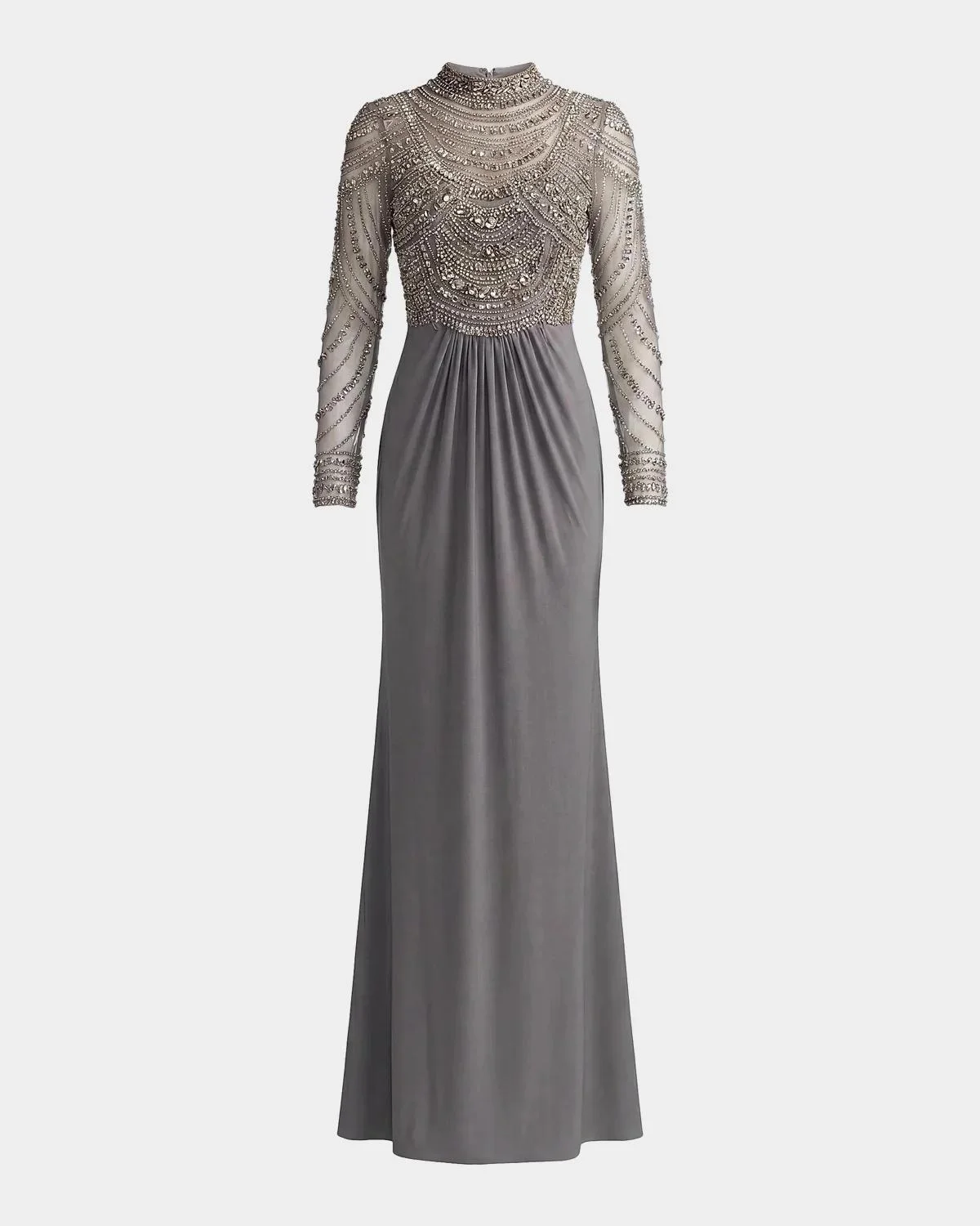 Beaded Jersey Long-Sleeve Gown - 1