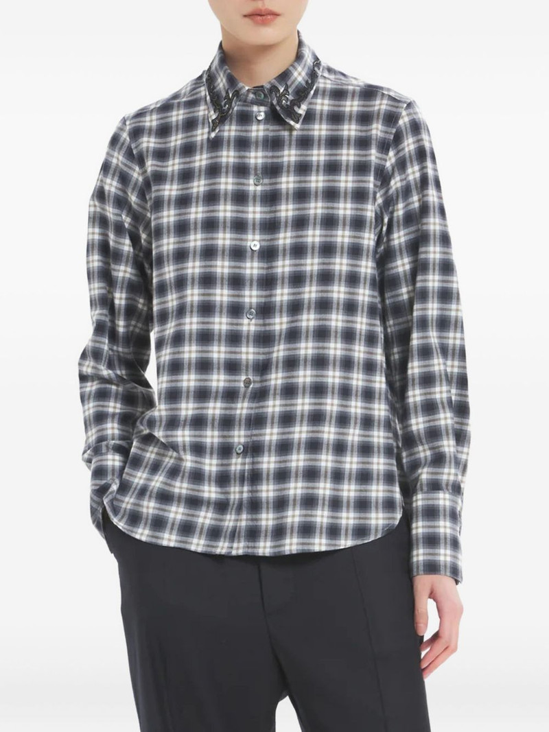 checked embellished collar shirt 1