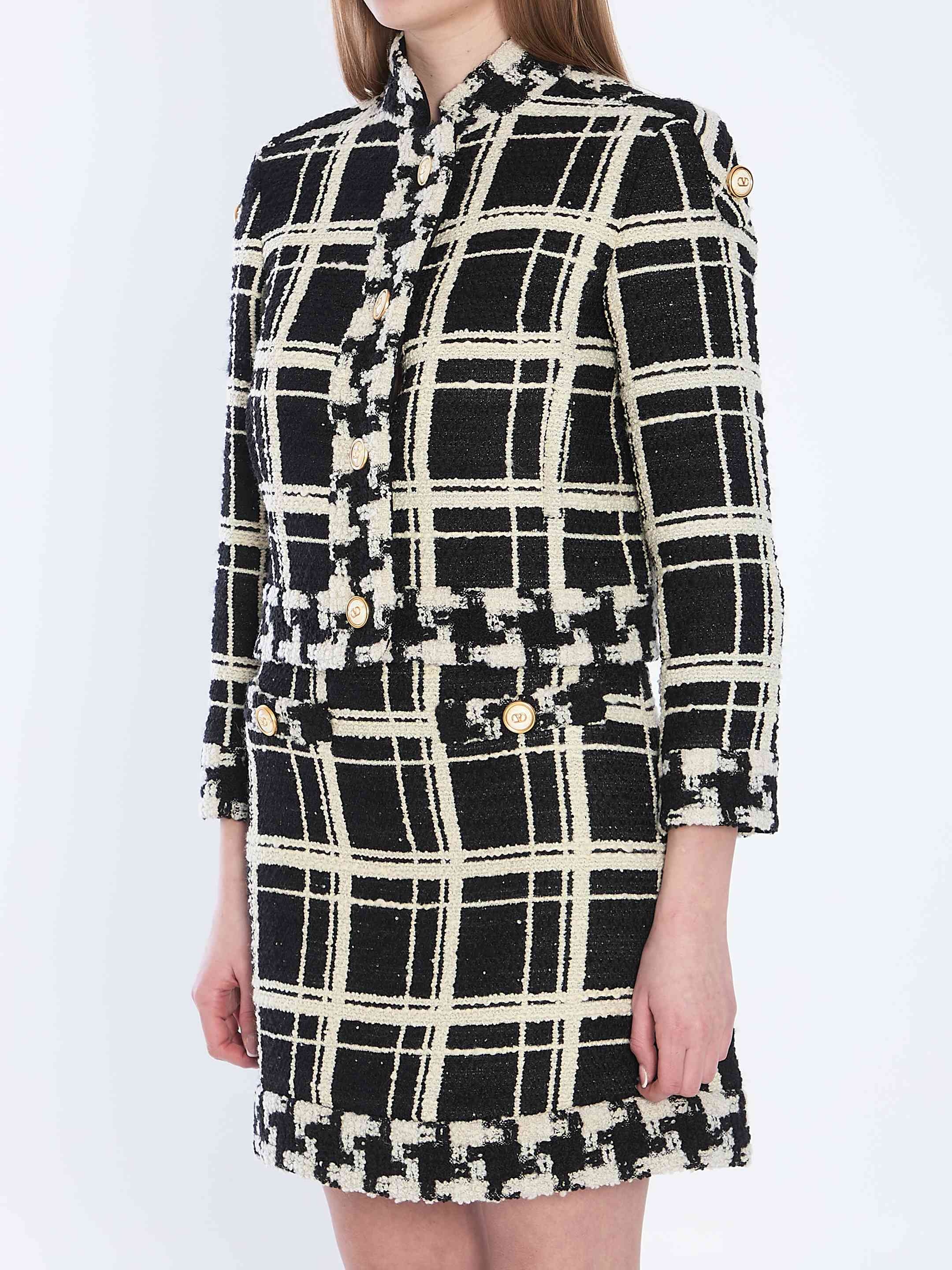 Valentino Garavani Women Macro Check Tweed Caban - 2