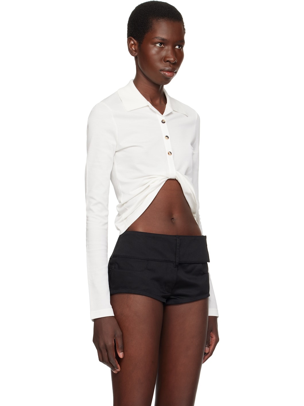 White Twist Piqué Cropped Polo - 2