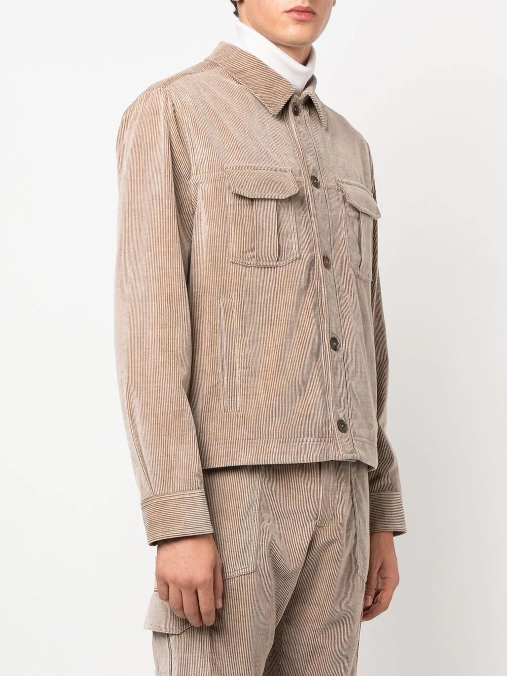 corduroy-detail overshirt - 3