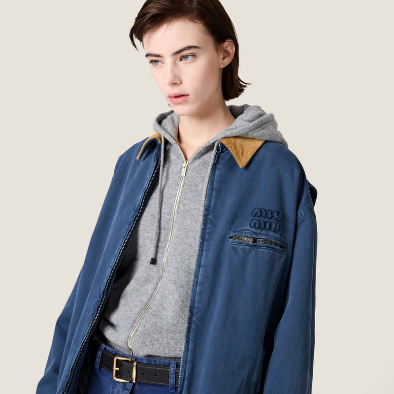 Gabardine trucker jacket with corduroy collar 4