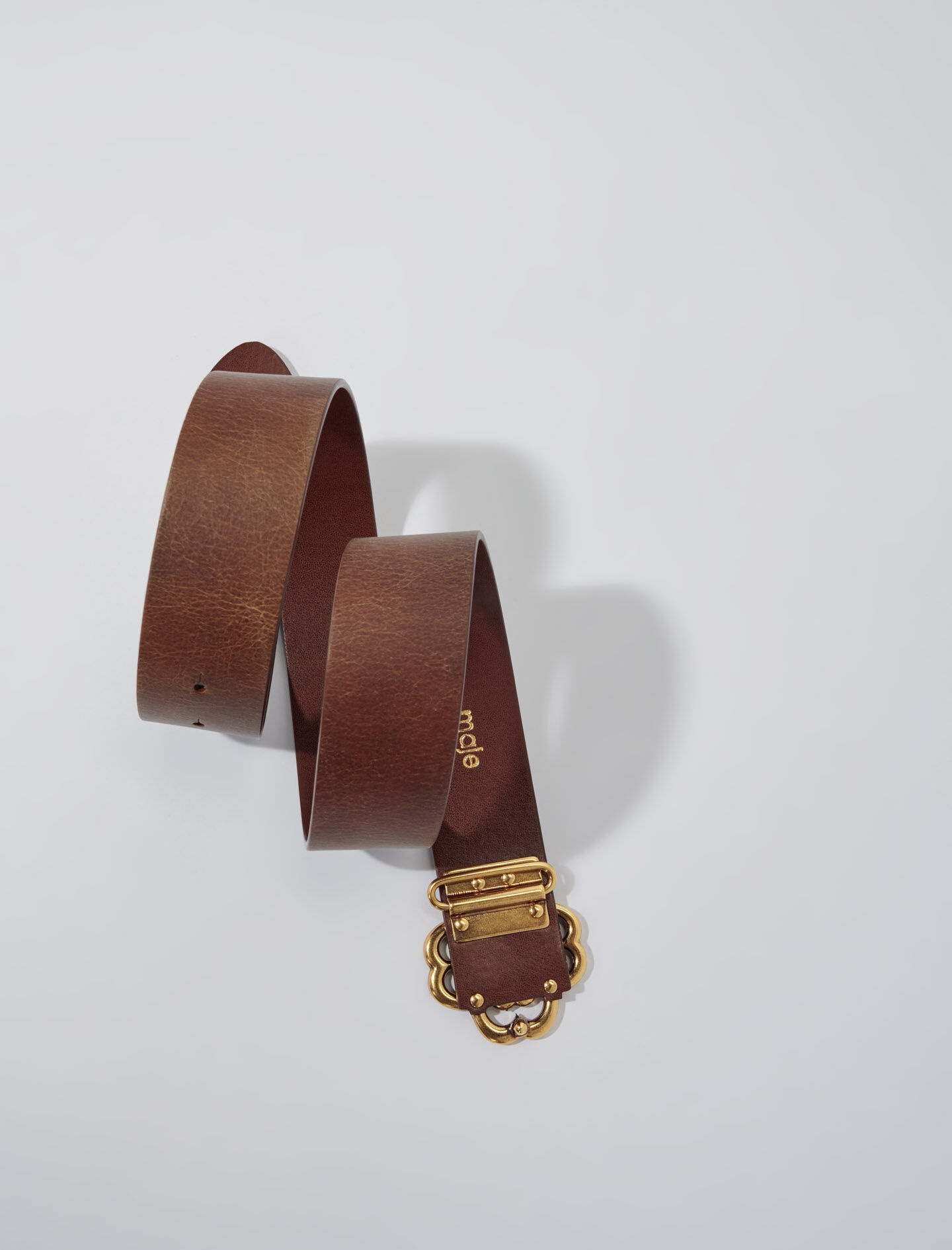 Distressed leather Clover belt - 3