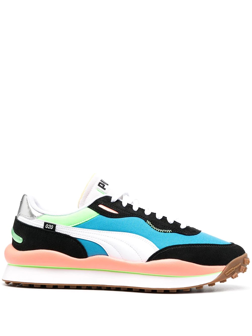 colour-block low-top sneakers - 1