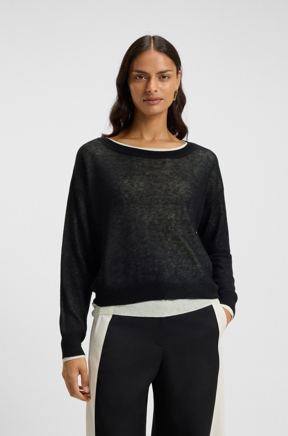 KNITTED SWEATER WITH LAYERED DESIGN - 2
