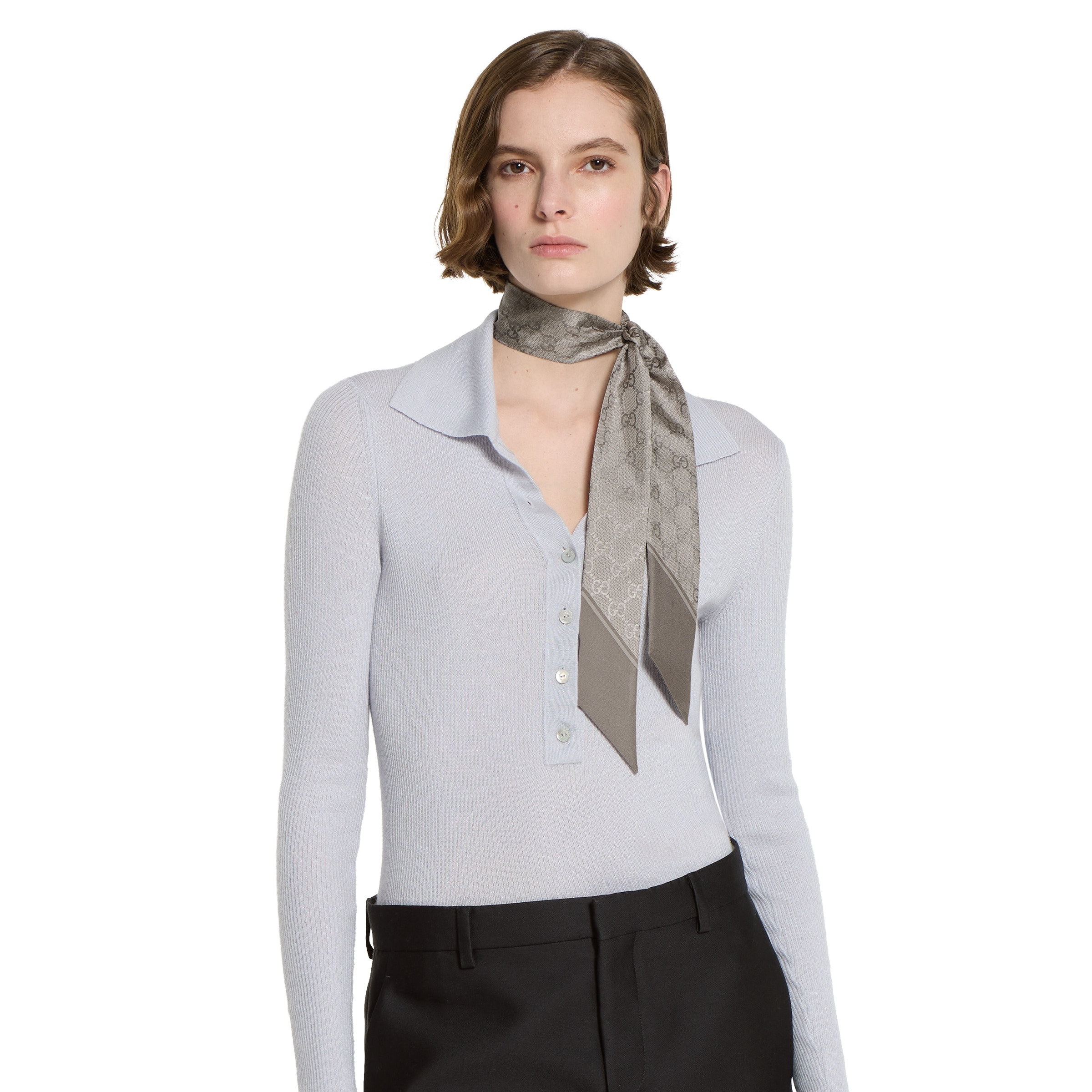 Printed silk neck bow - 3