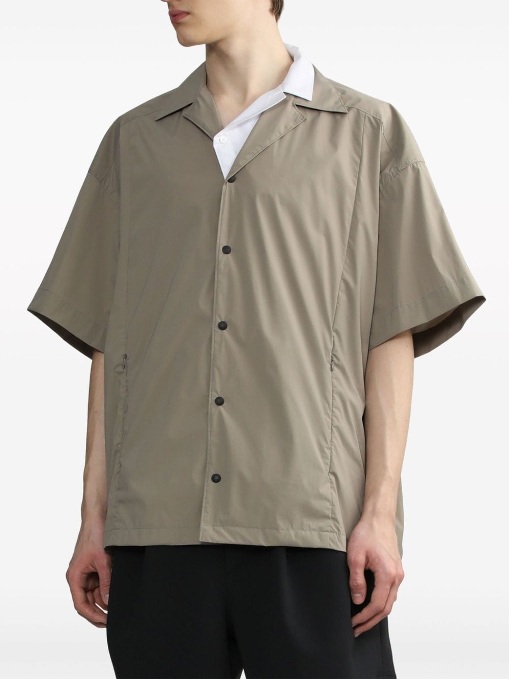 contrast-collar layered shirt - 3