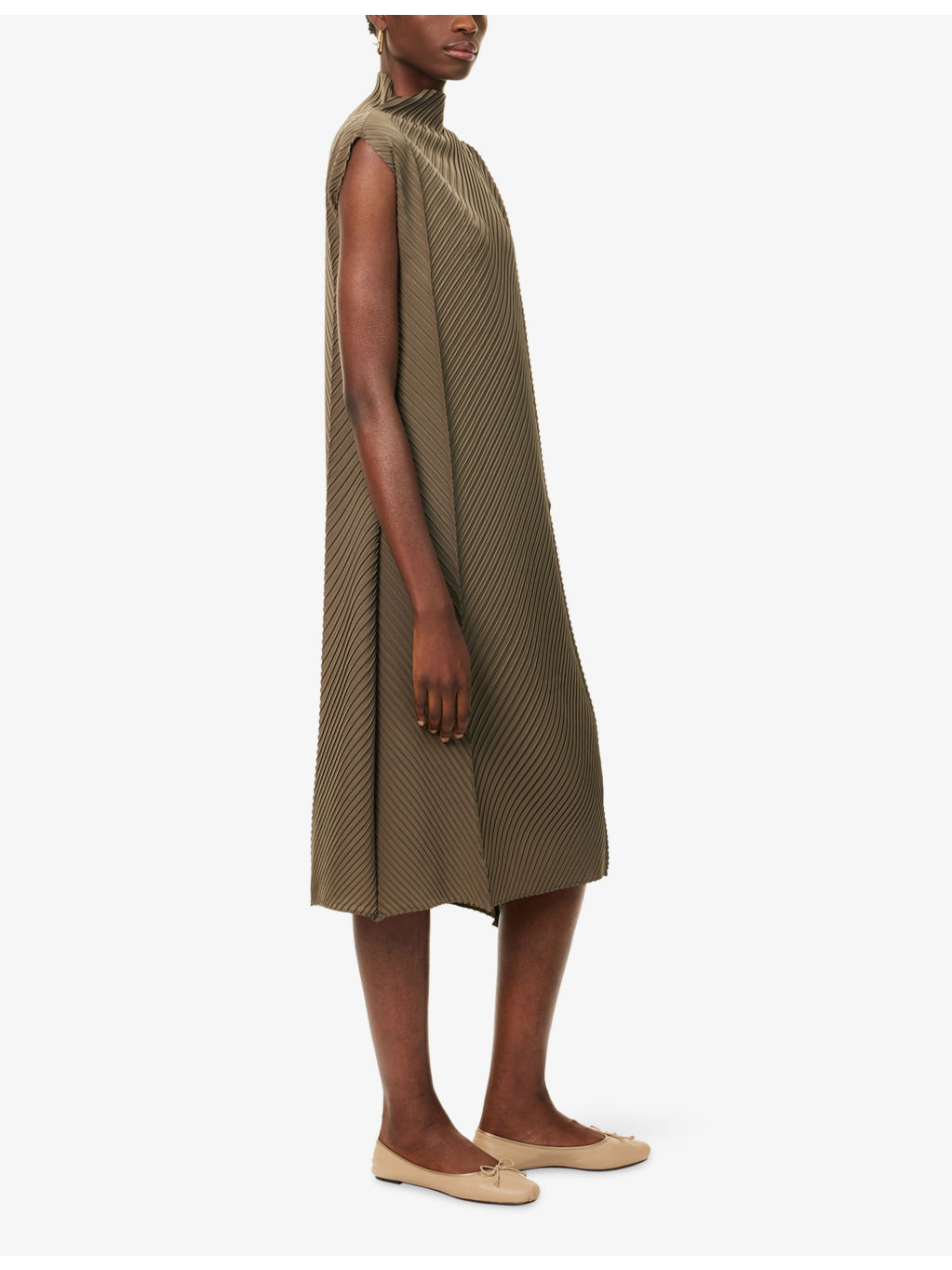 Soft Fold Pleats Knitted Knee-Length Dress - 3