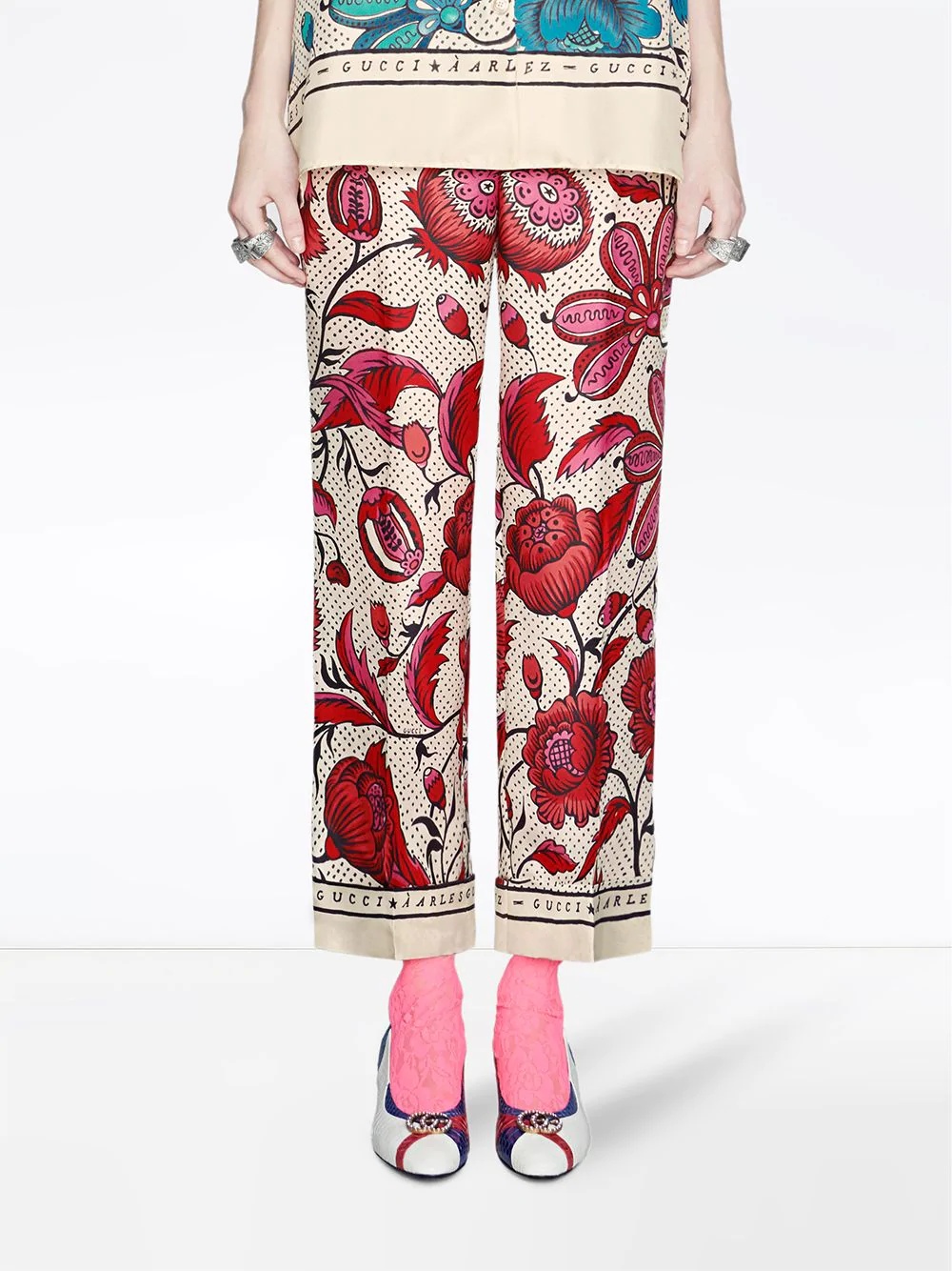 Silk pant with watercolor flowers - 3