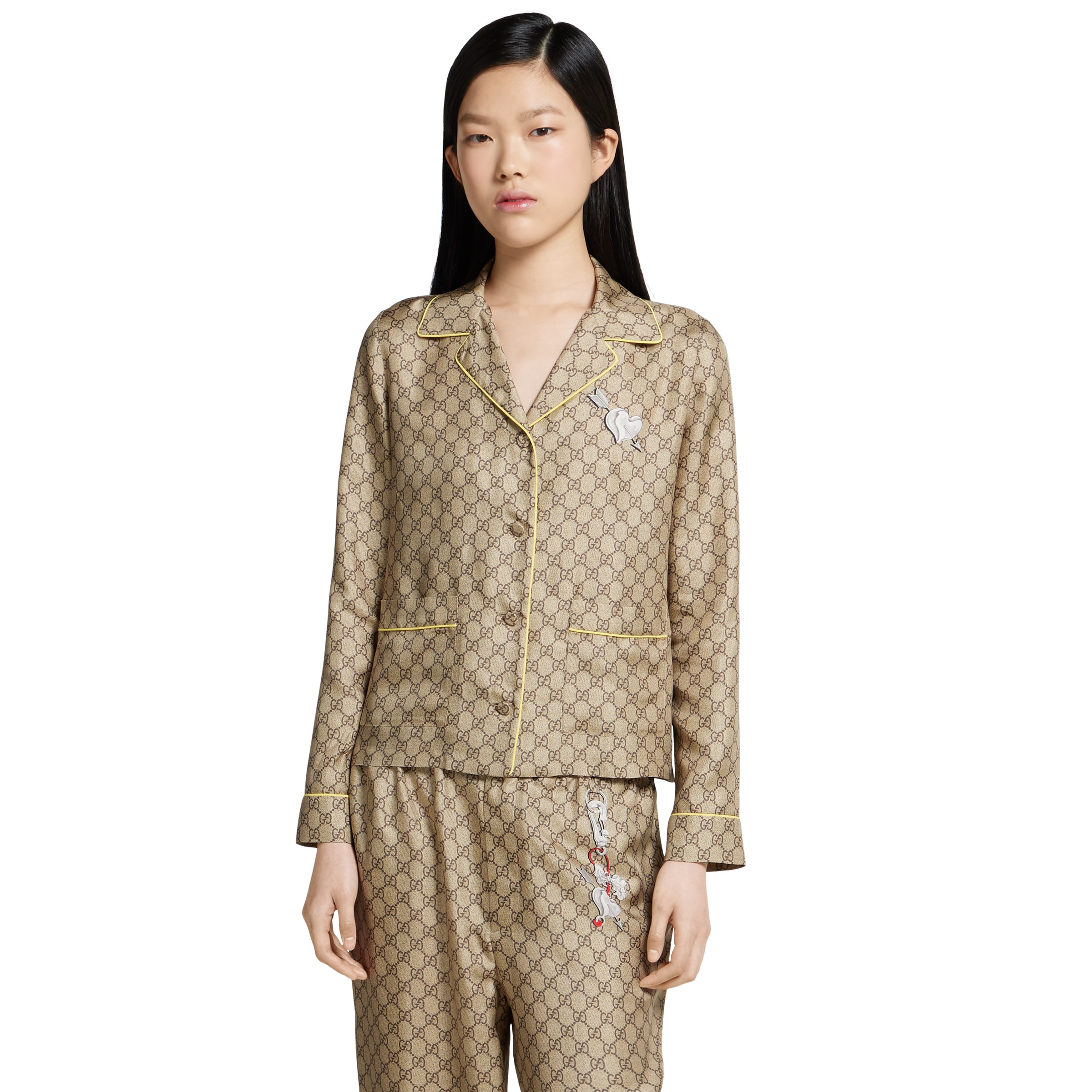 GG silk twill shirt with print - 3