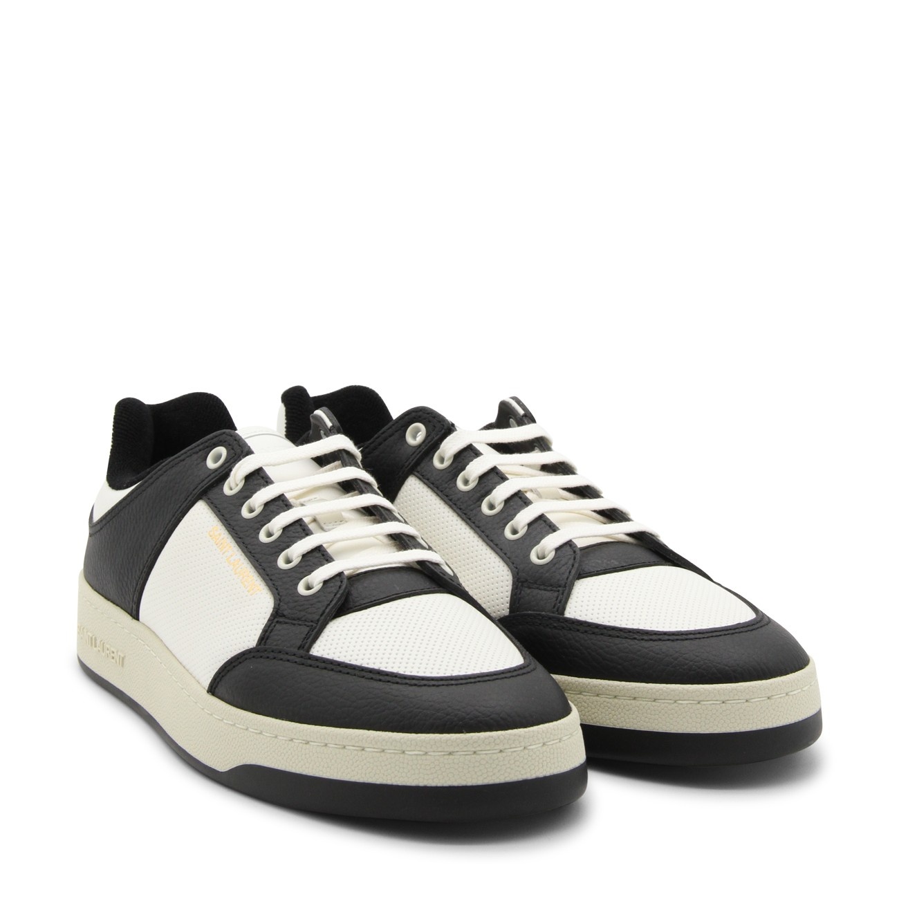 black and white leather sneakers - 2