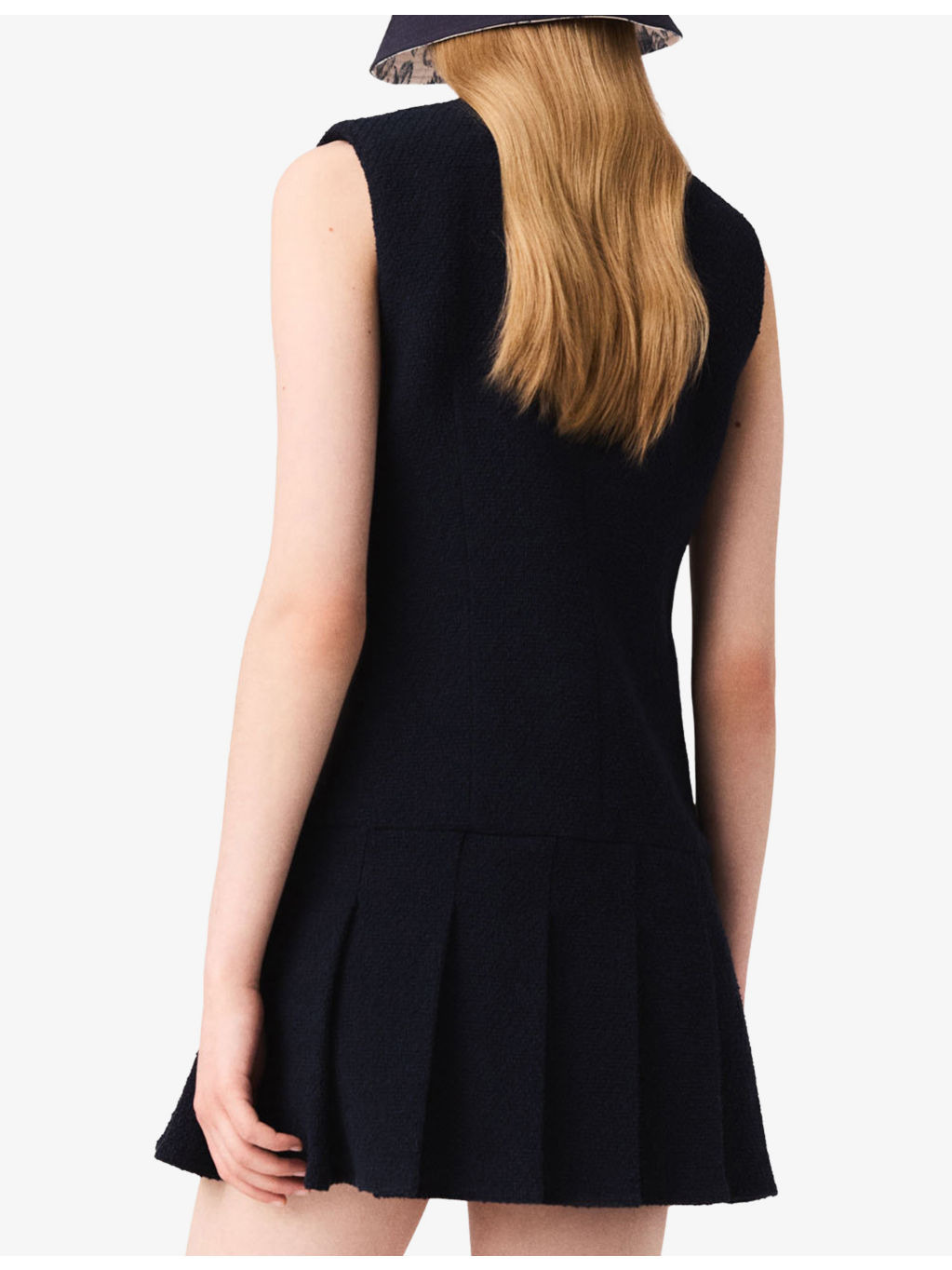Contrast-Collar Tweed-Textured Cotton-Blend Mini Dress - 5