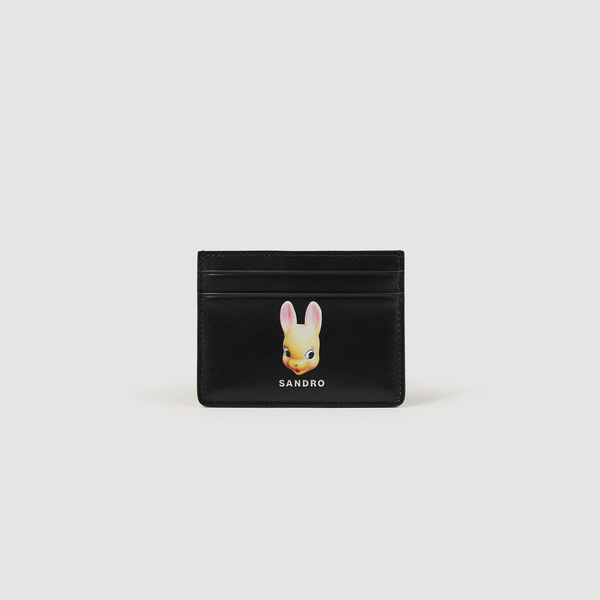Leather card holder with rabbit print - 1
