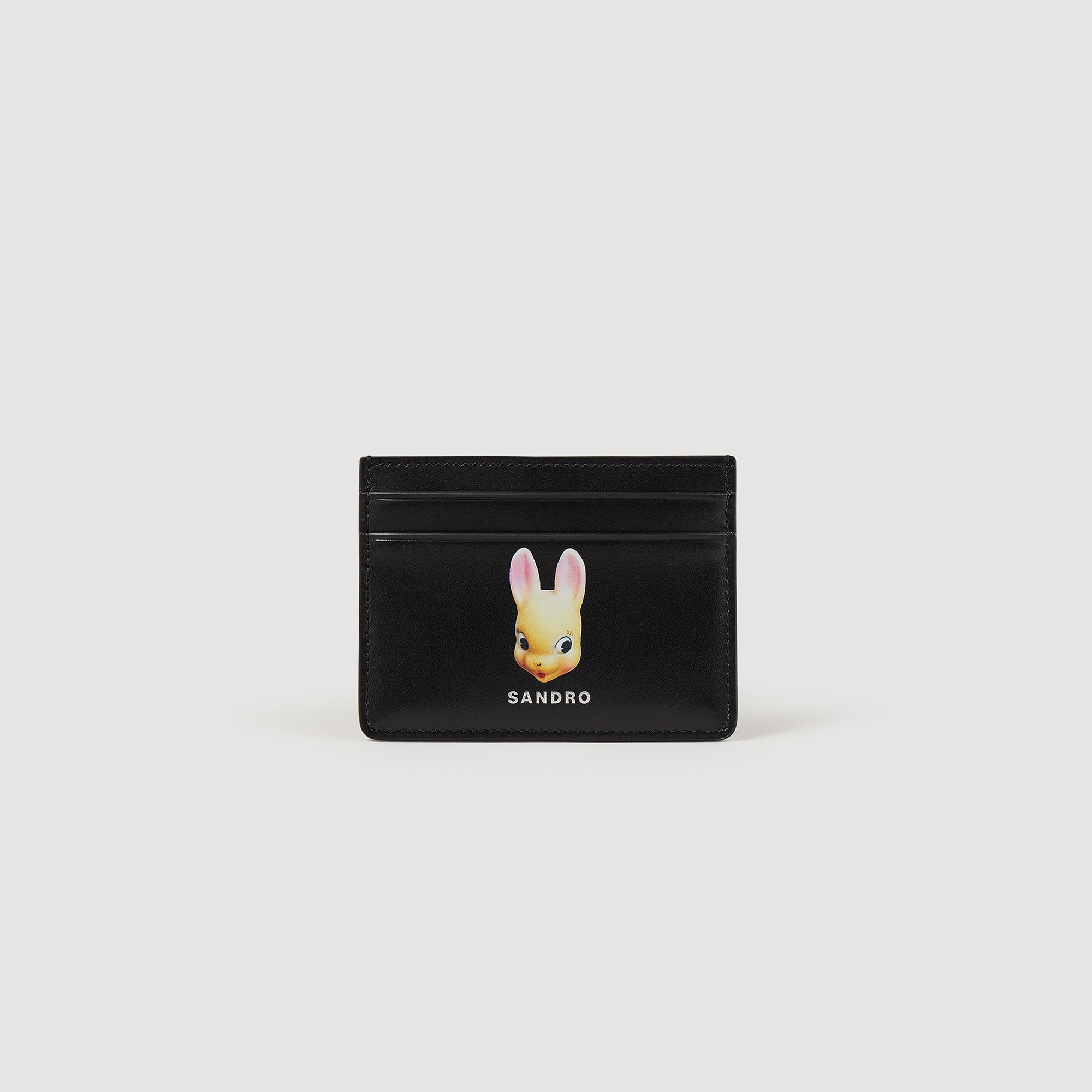 Leather card holder with rabbit print - 1