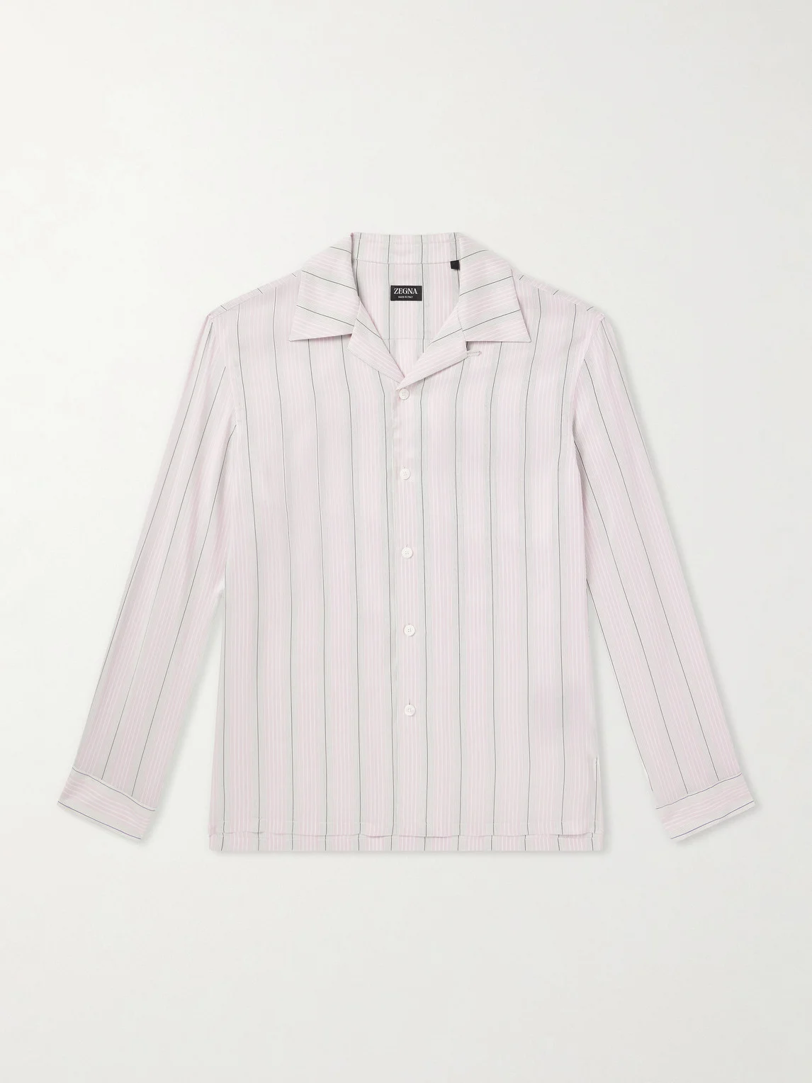 Striped Camp-Collar Silk Shirt - 1