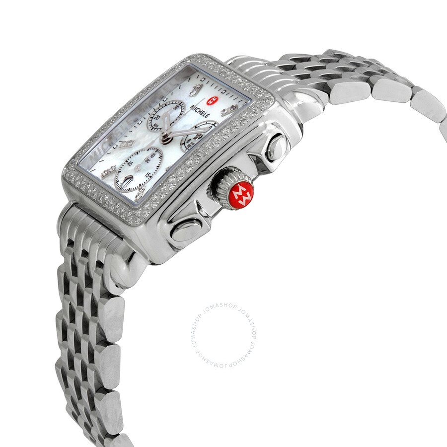 Michele - Michele Deco Chronograph Quartz Diamond White Mother of Pearl Dial Ladies Watch MWW06A000775 - 2