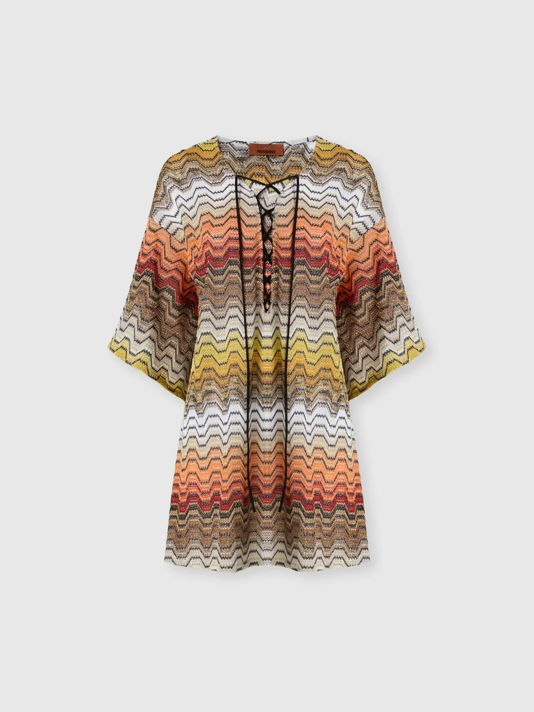 Short caftan in viscose lamé - 1