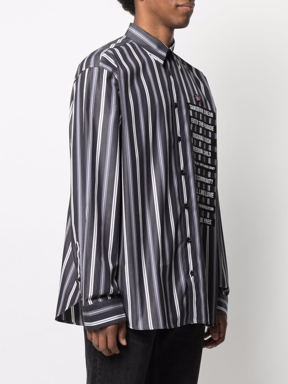 slogan-print striped shirt - 3