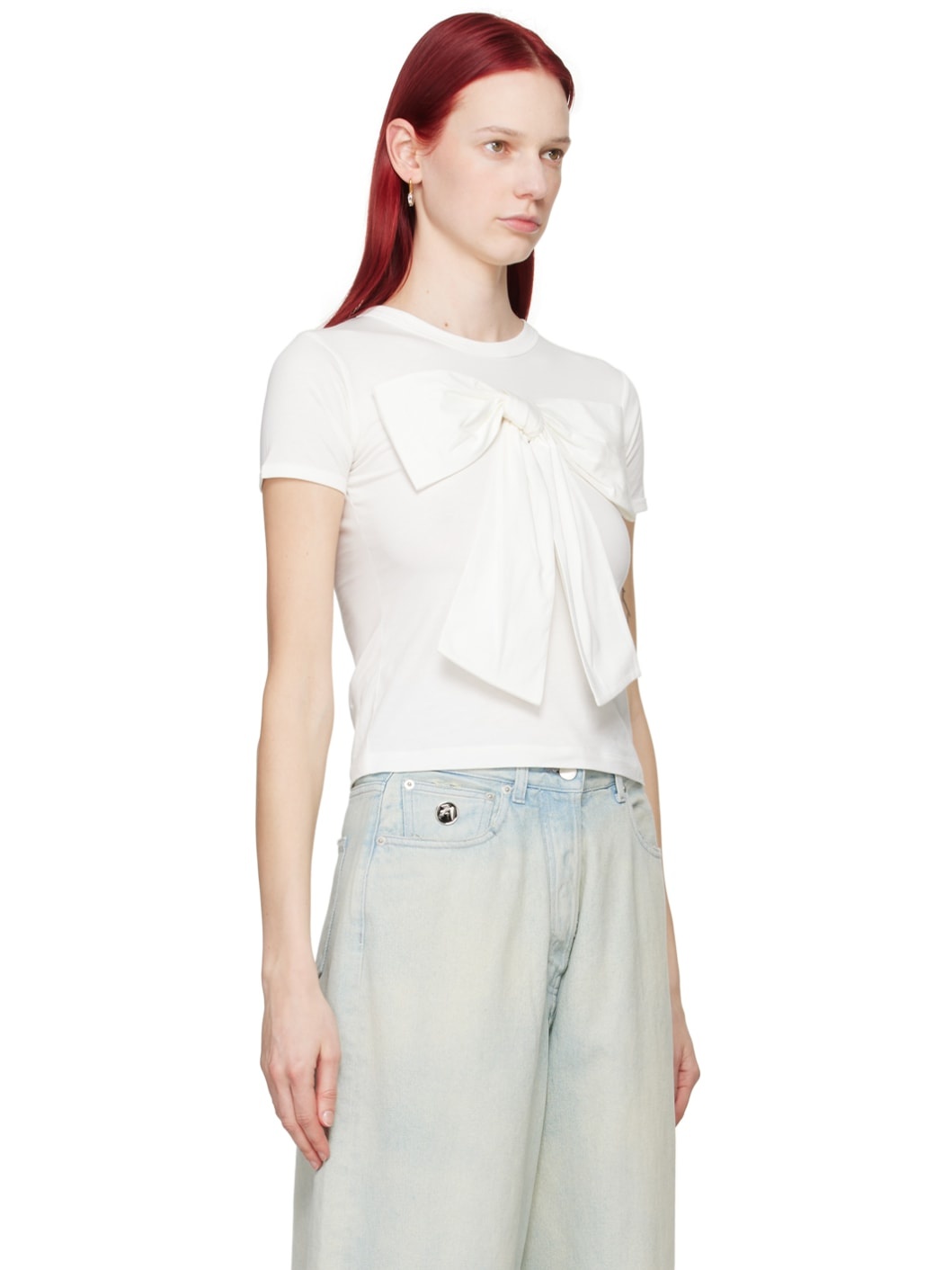 White Big Ribbon T-Shirt - 4