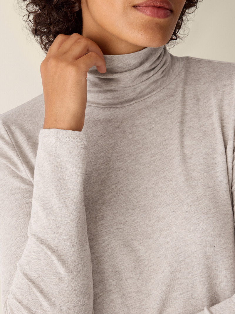 Mélange Sheer Cotton Blend Knit Turtleneck Top 5