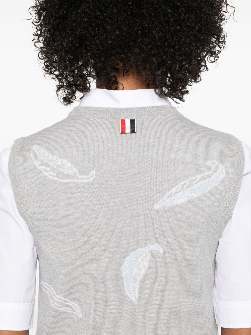 feather-intarsia cashmere vest - 5