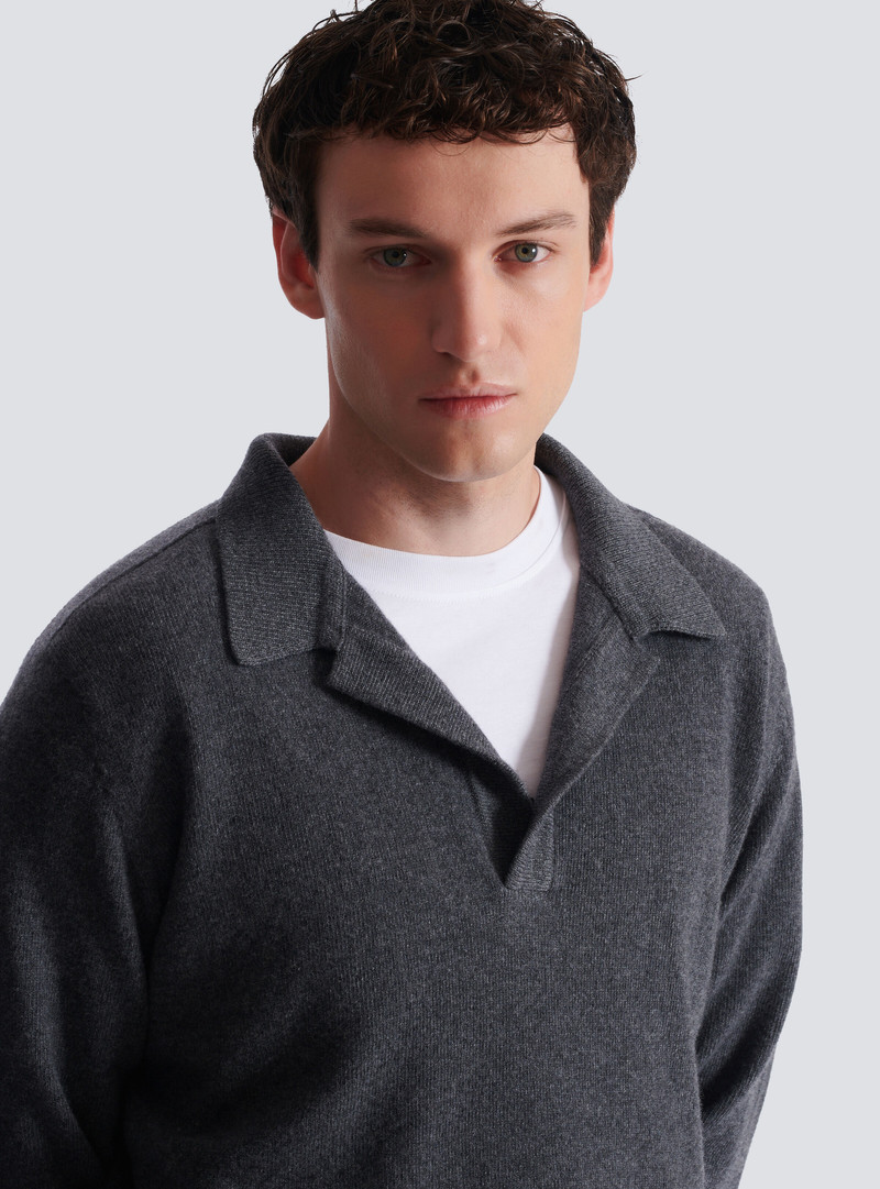 Long-sleeved polo shirt in eco-cashmere 7