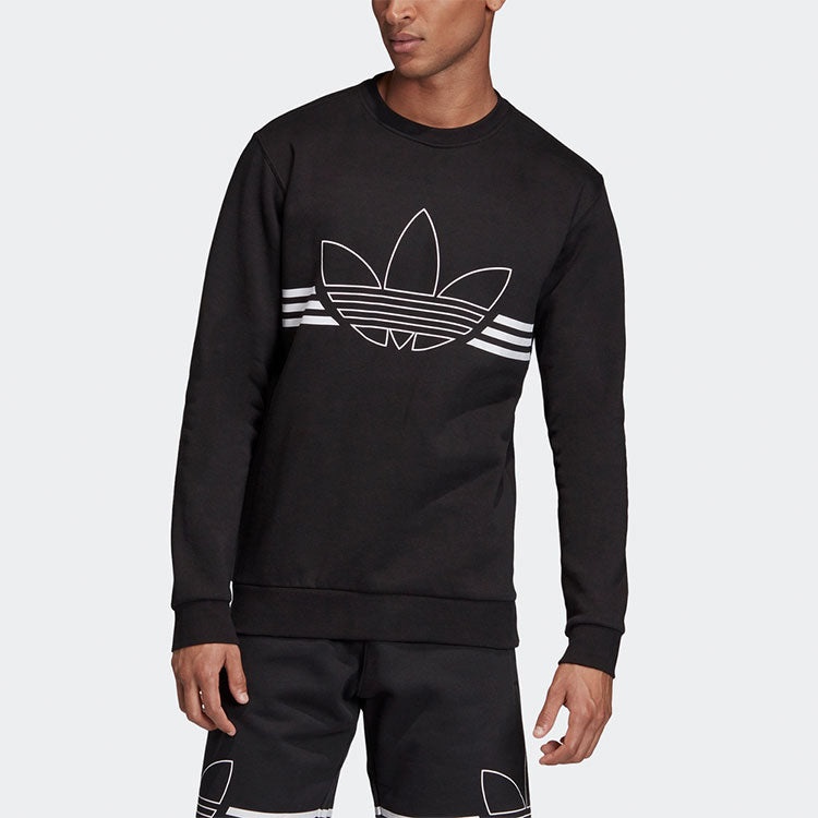 adidas originals Outline Crw Flc Casual Loose Round Neck Black ED4685 - 3