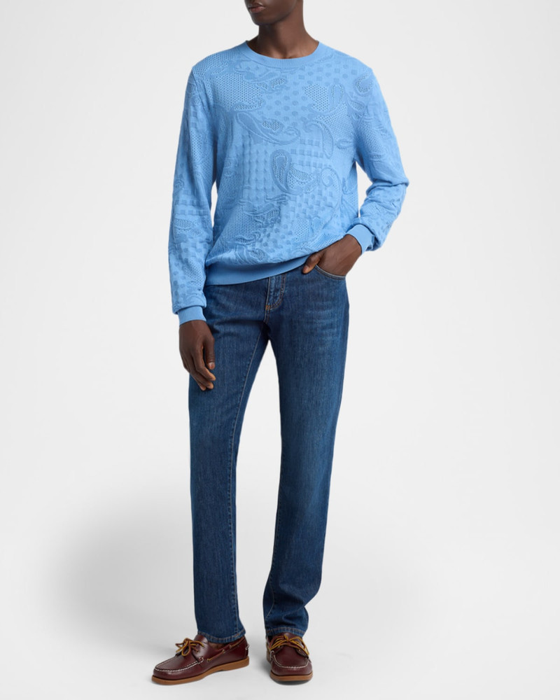 Etro Men's Cotton Tonal Paisley Crewneck Sweater outlook