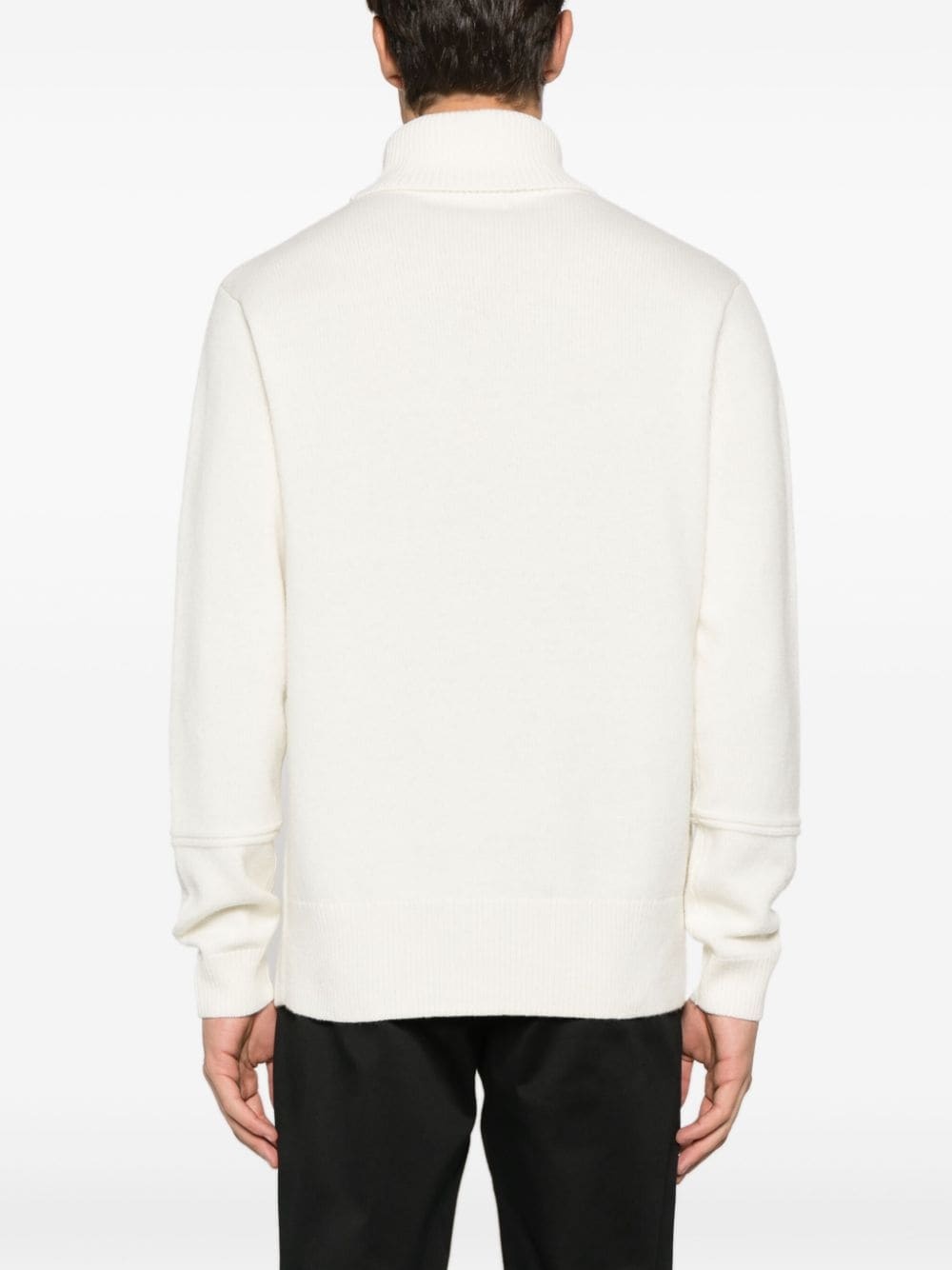logo-embroidered roll-neck wool jumper - 4