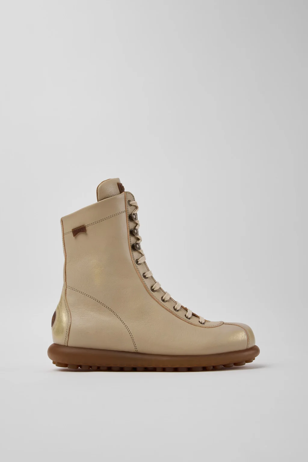 Pelotas Beige Vegetable-Tanned Leather Ankle Boots for Women. - 1