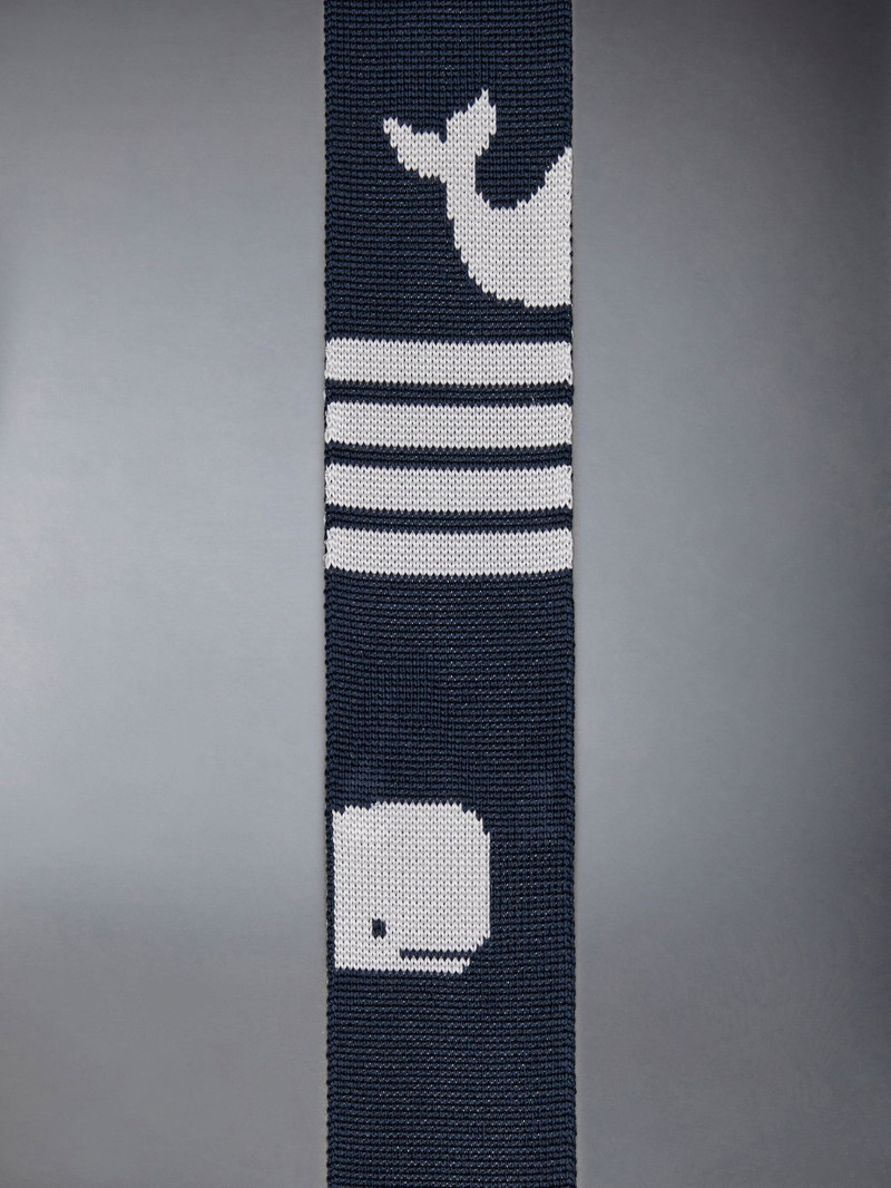 Silk Jacquard Knit Whale Icon 4-Bar Tie 4