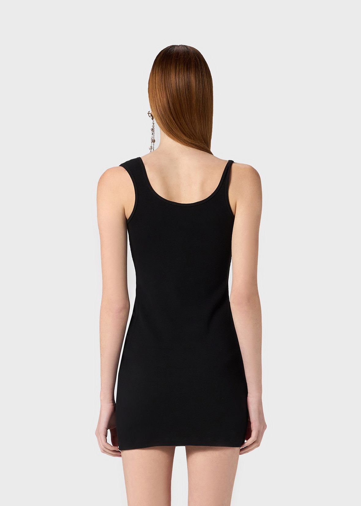RIBBED MINI DRESS WITH BIJOU-ROSE DECORATION - 4