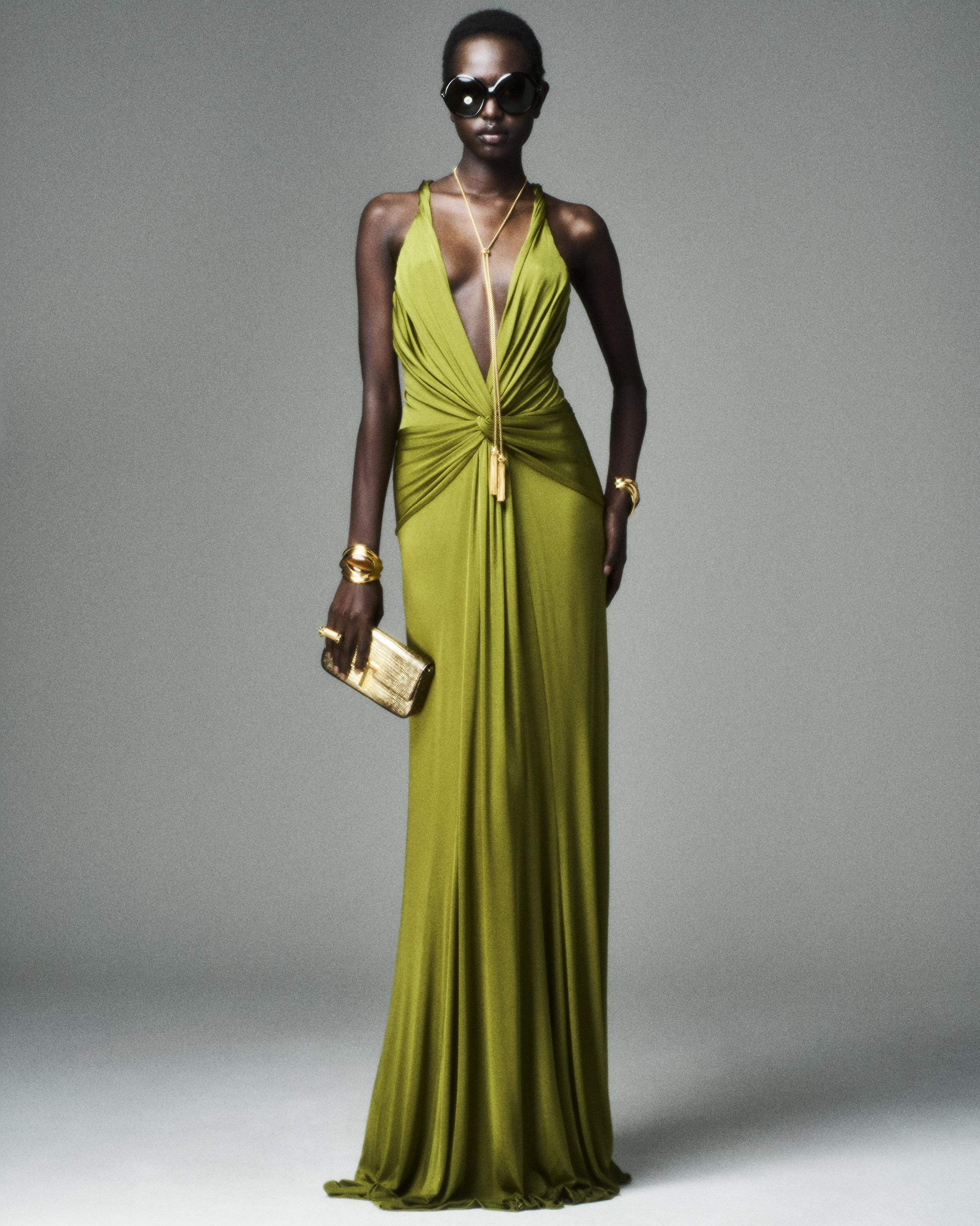 V-NECK CRISS-CROSS EVENING DRESS - 5