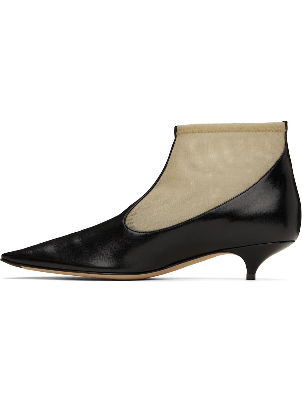 Black & Beige Mesh Boots - 3