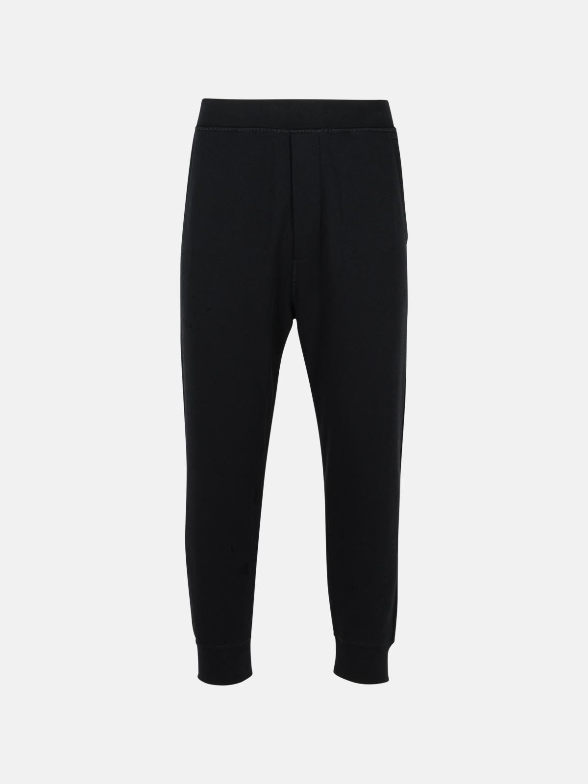 RELAXED' BLACK COTTON PANTS - 1