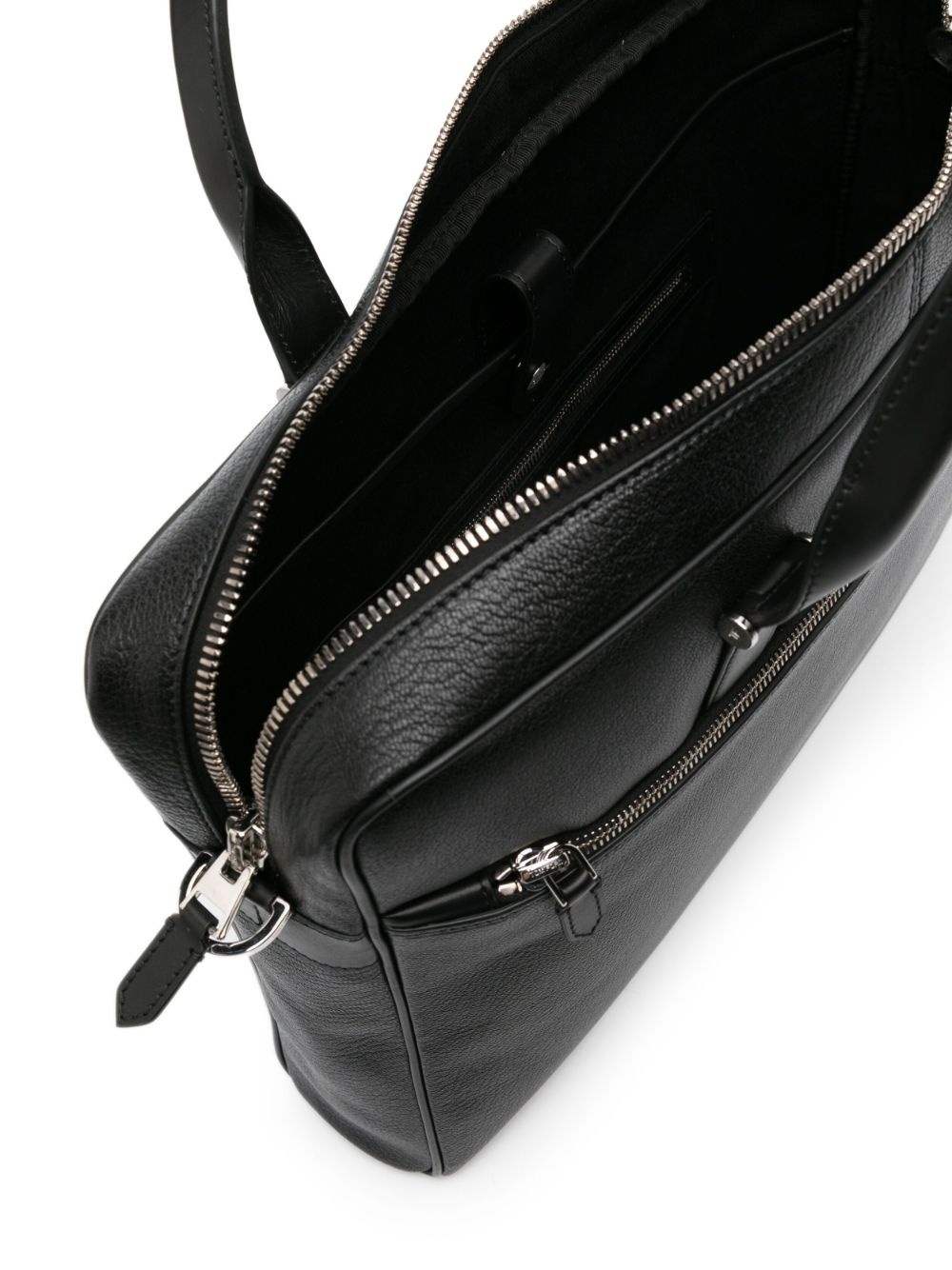 logo-stamp leather briefcase - 4