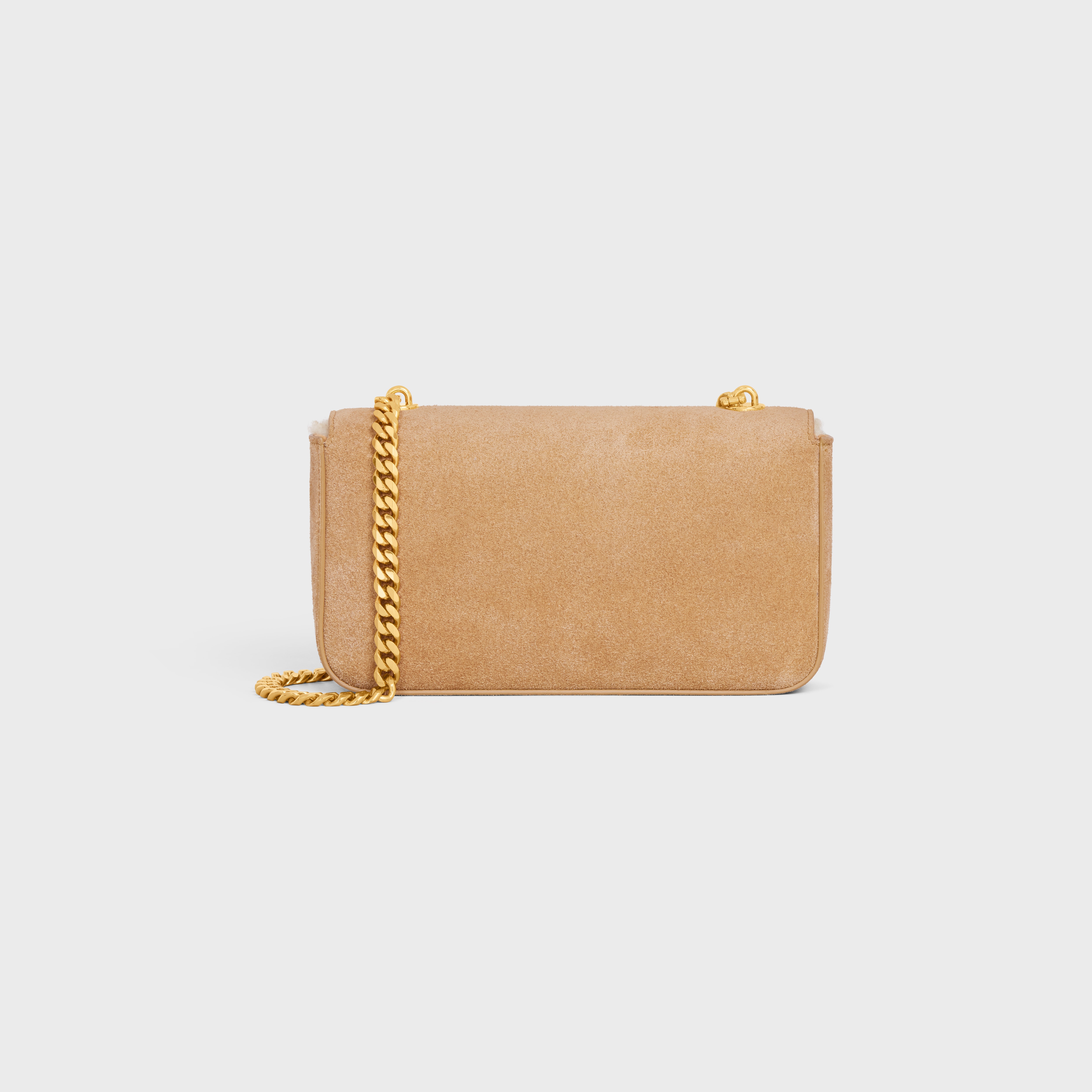CHAIN SHOULDER BAG triomphe in Suede Calfskin and shearling - 3