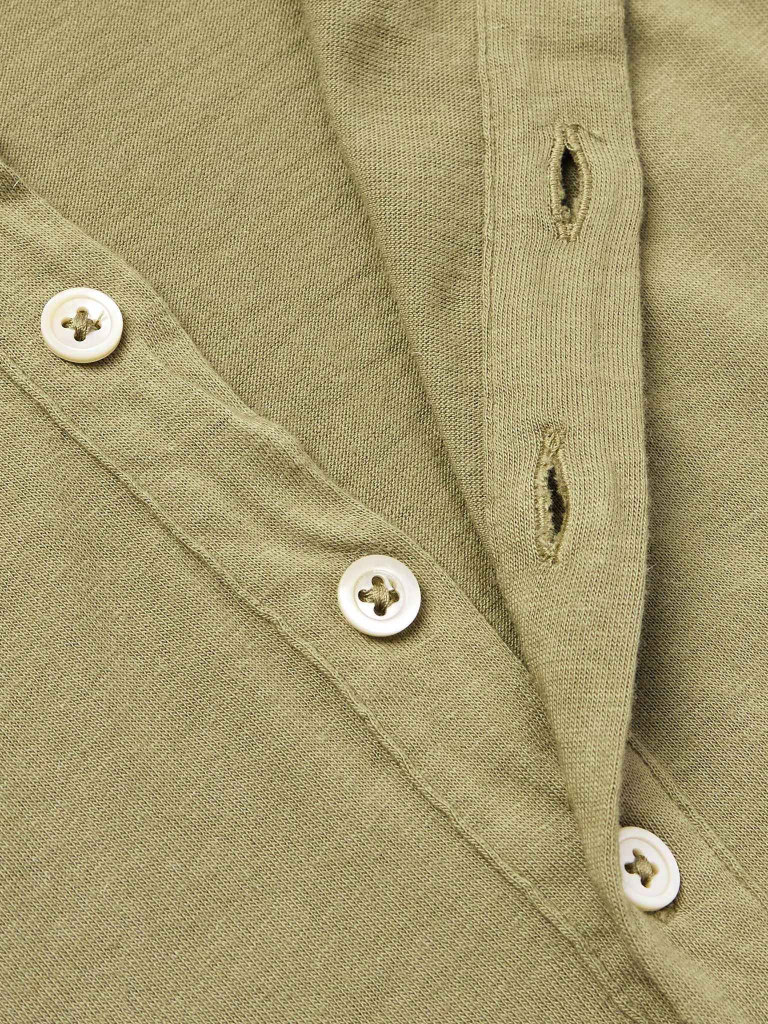 Ischia Cotton and Cashmere-Blend Jersey Polo Shirt Green - 5