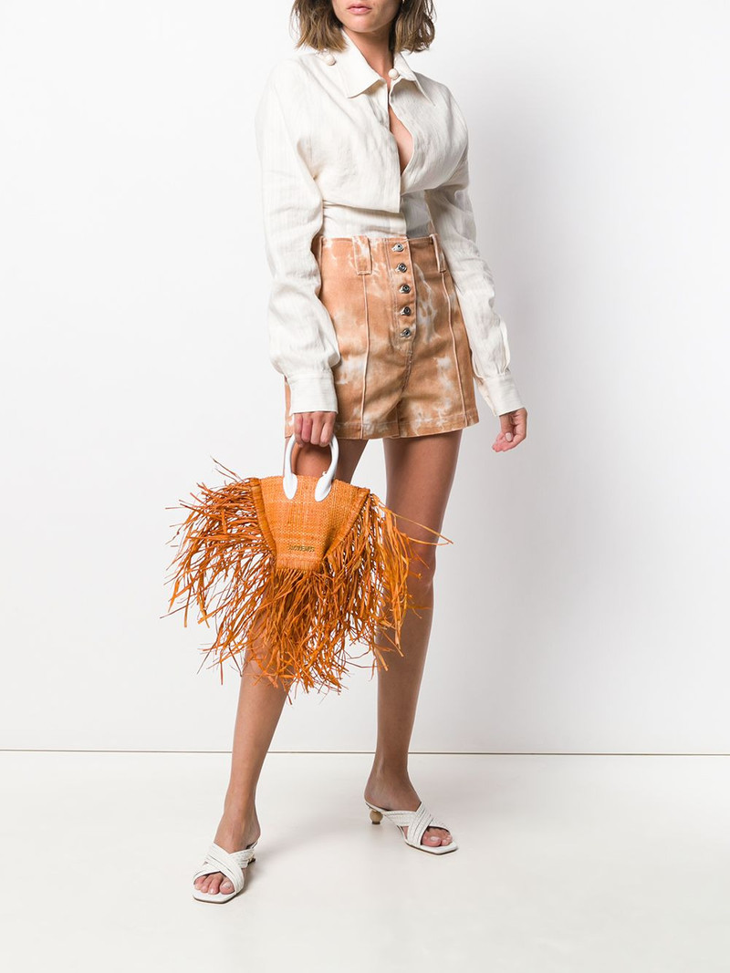 JACQUEMUS raffia fringe tote outlook