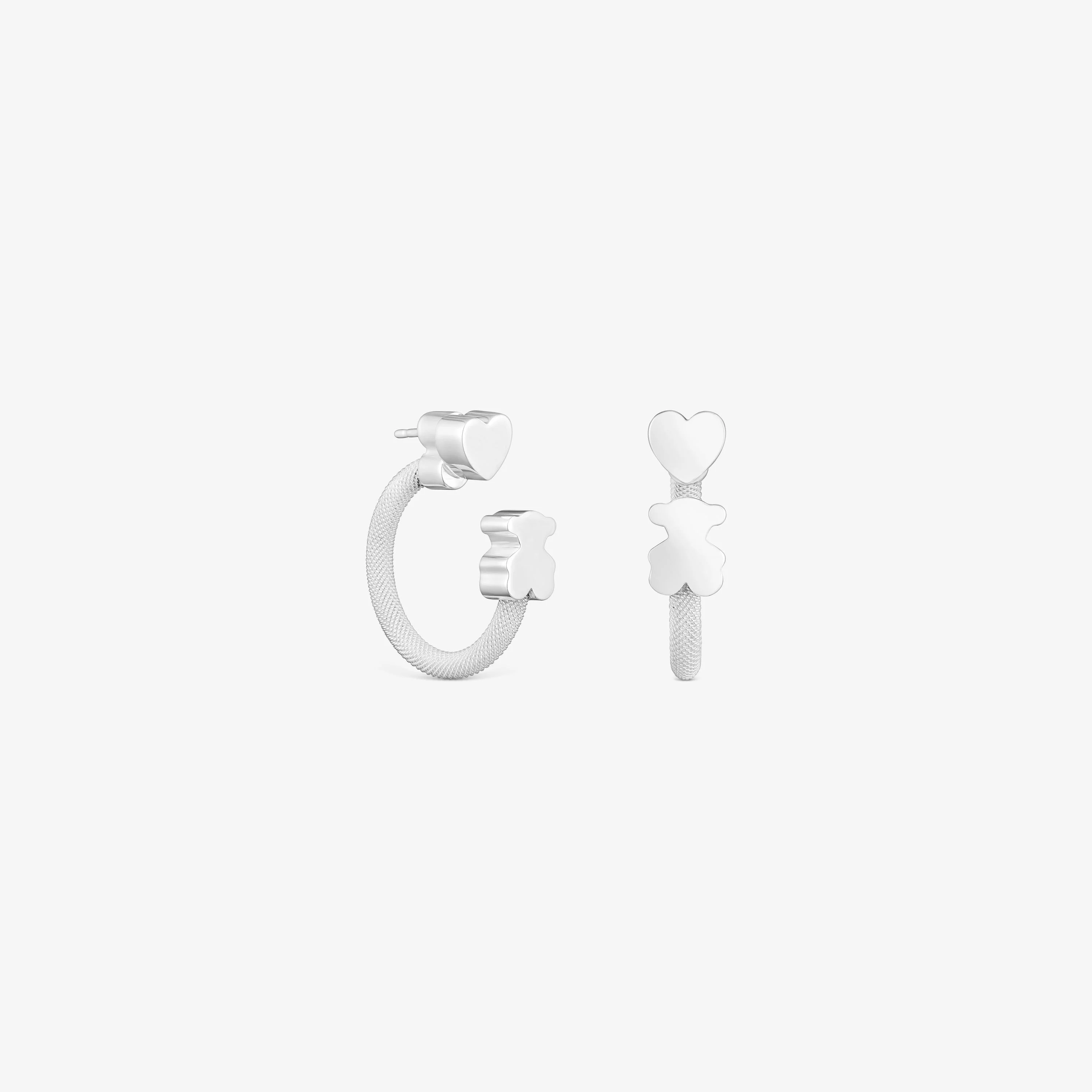 Silver Hoop earrings with motifs Icon Mesh - 1