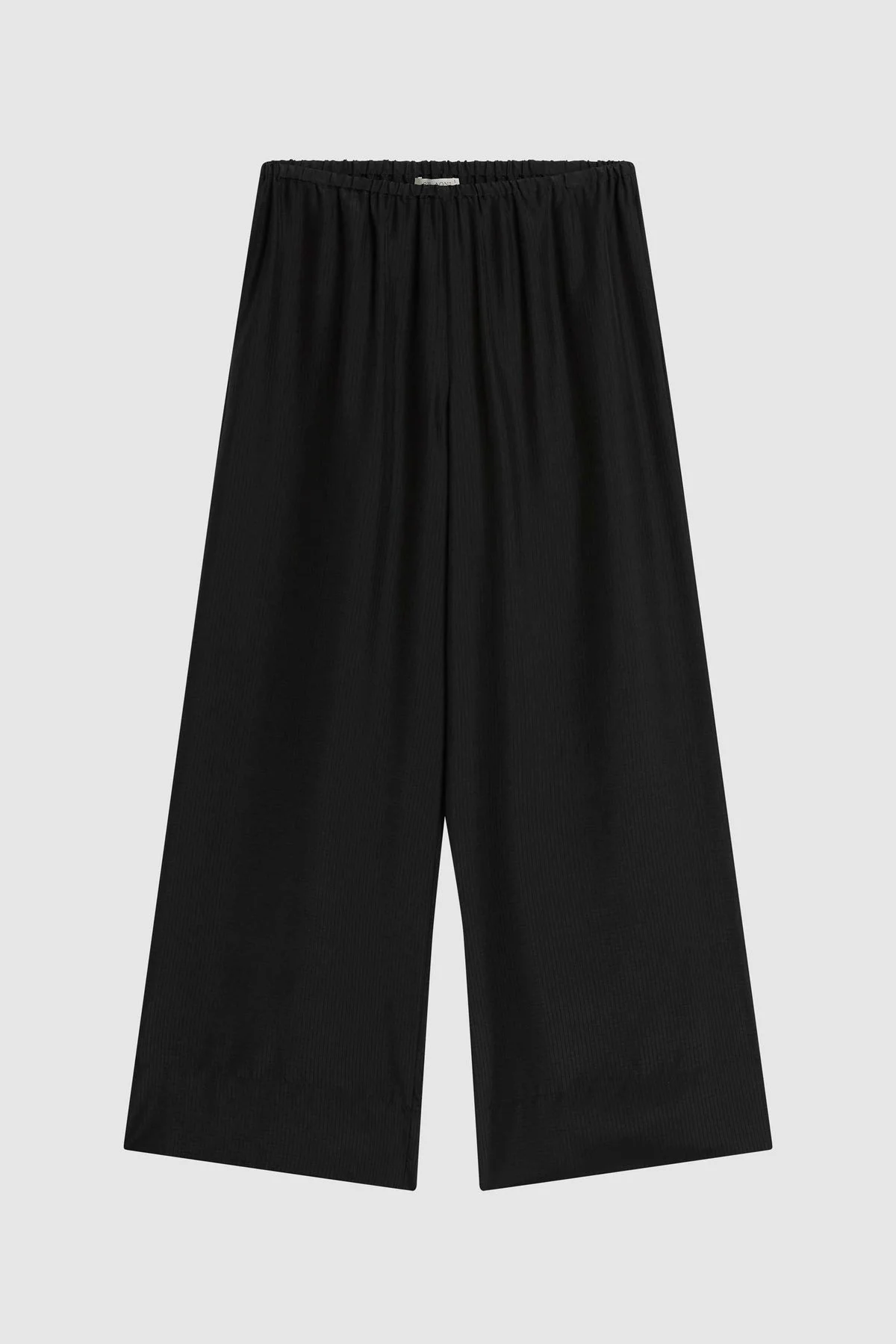 Silk Grid Relaxed Pants - Black - 1