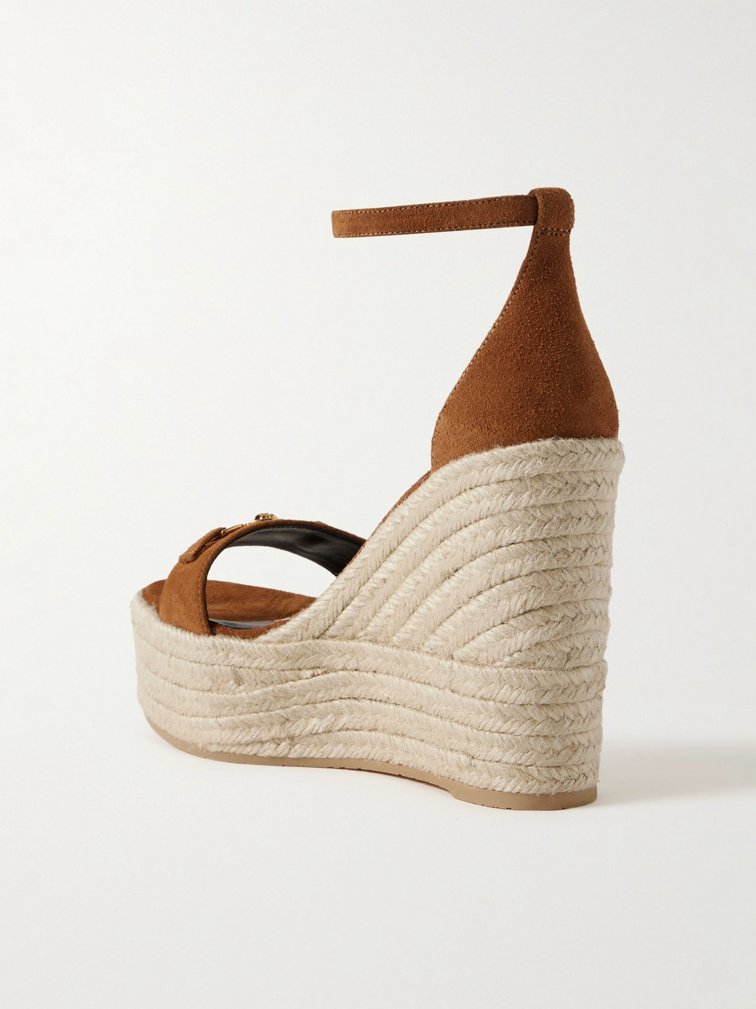 Embellished suede espadrille wedge sandals Brown - 3