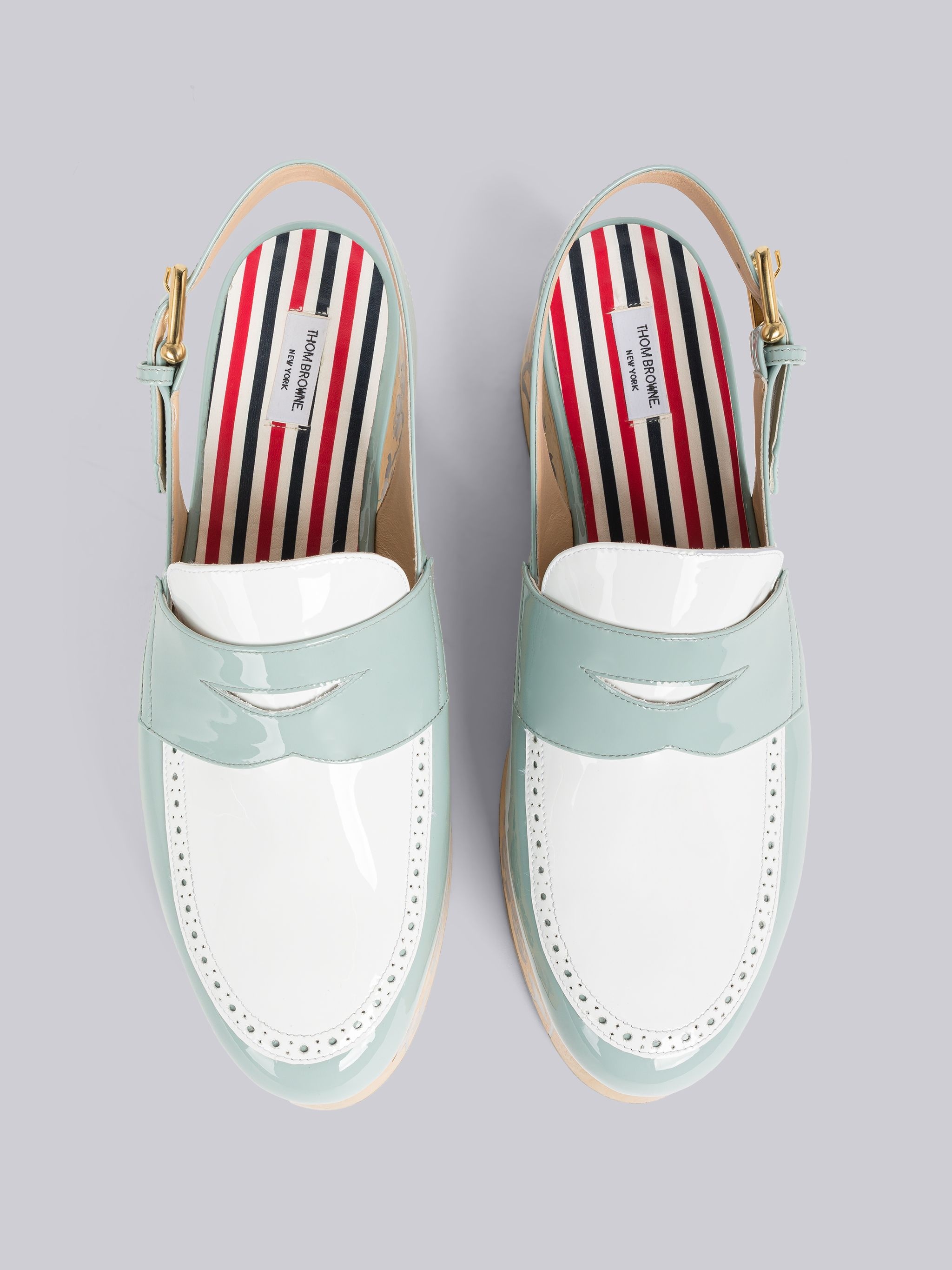Soft Patent Slingback Inlay Penny Loafer Clog - 4