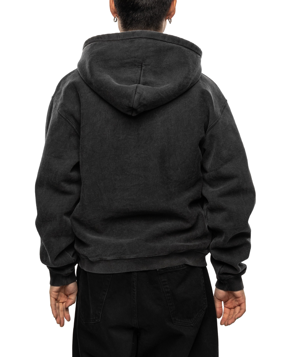 Faded Graphic Zip Hoodie Washed Black - 3