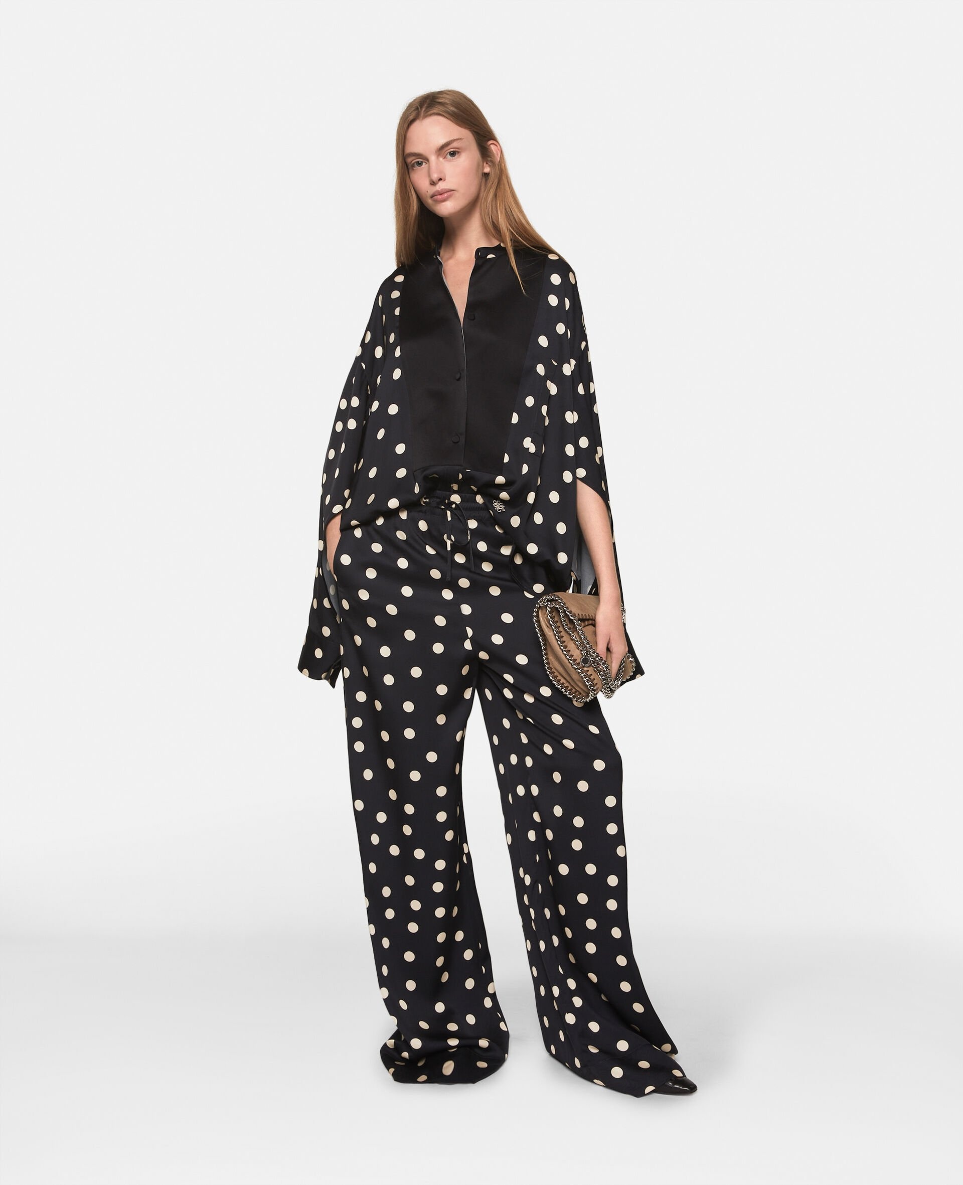 Oversized Polka Dot Tuxedo Shirt - 2